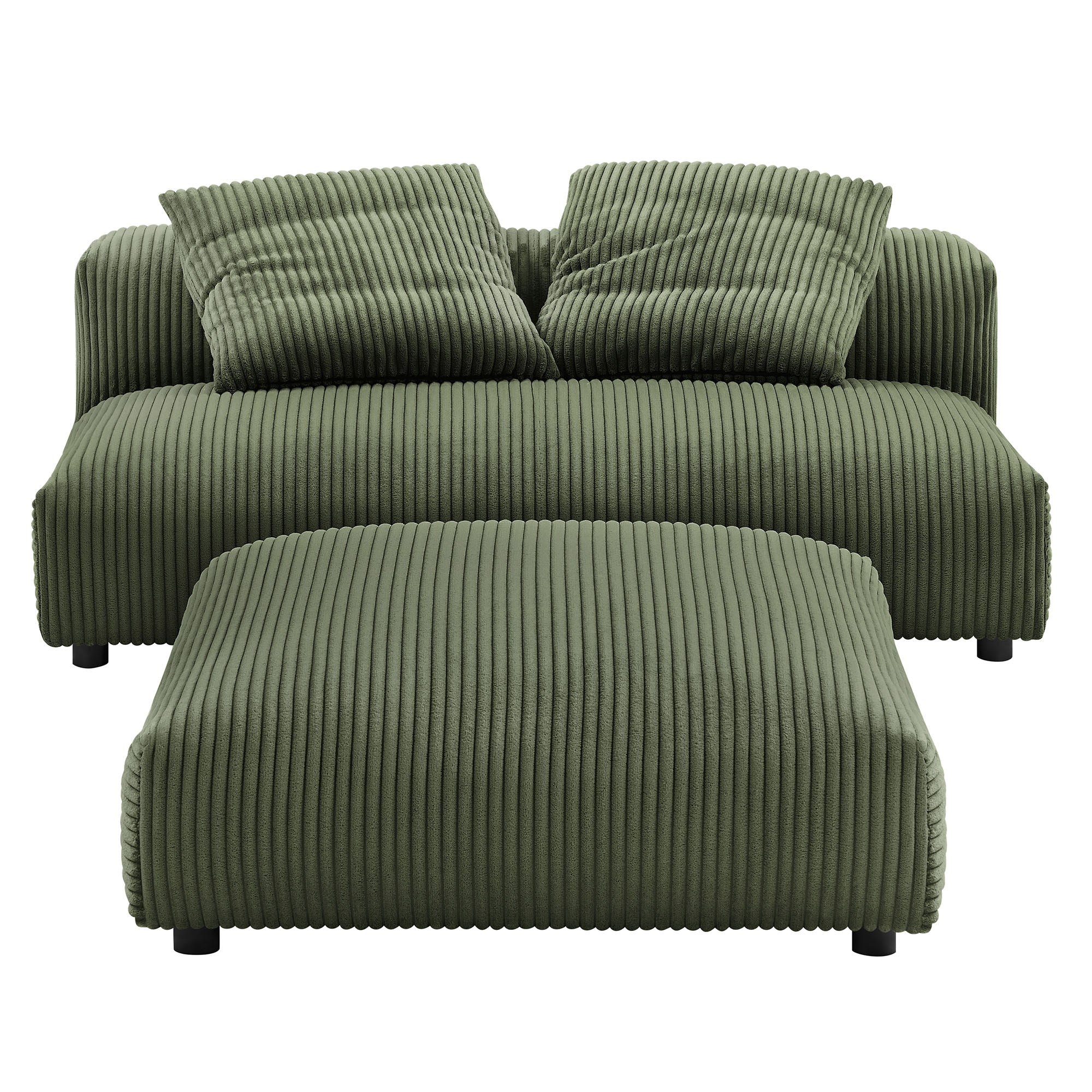 Modway Solace Modular Corduroy Upholstered Armless Loveseat and Ottoman Set