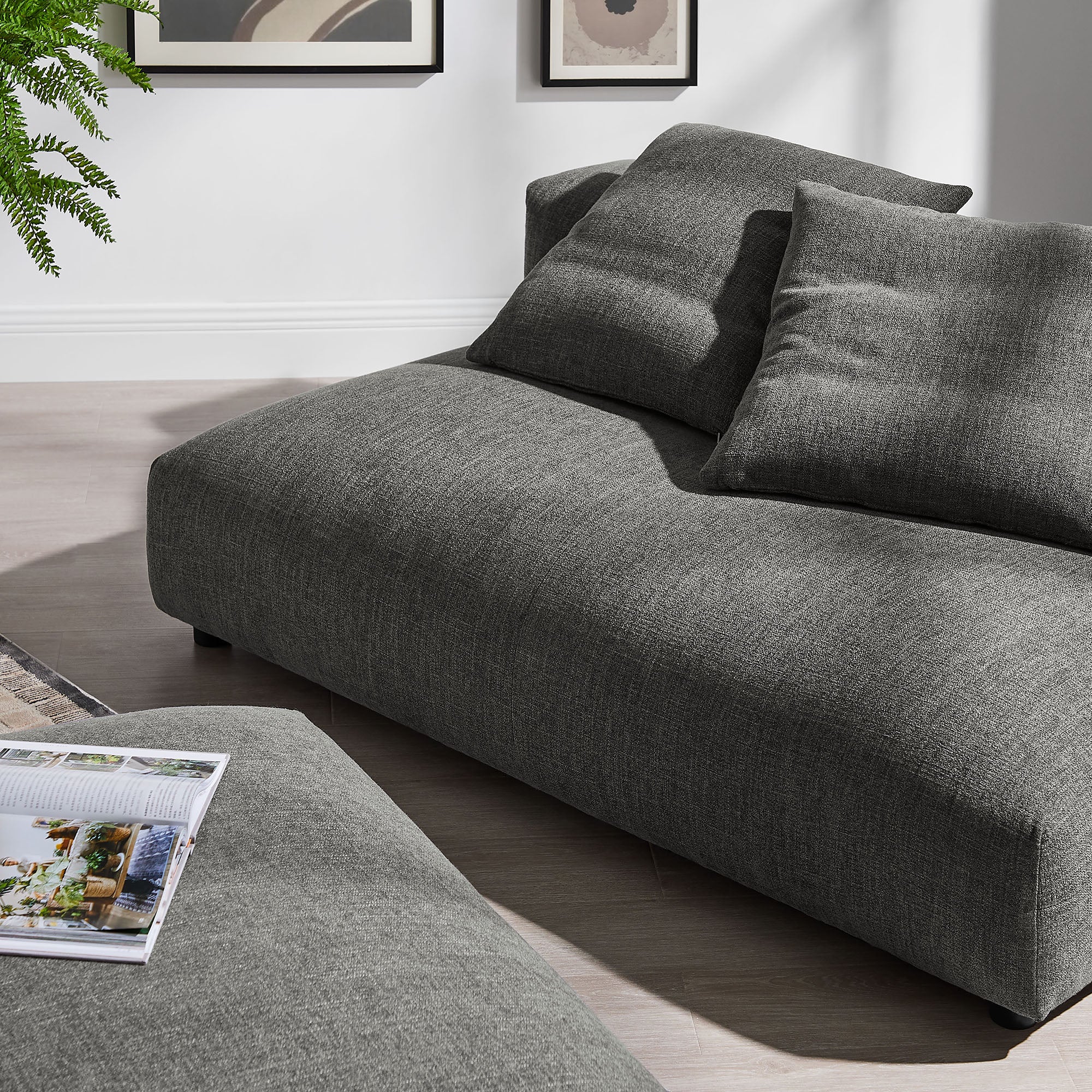 Modway Solace Modular Upholstered Fabric Armless Loveseat and Ottoman Set