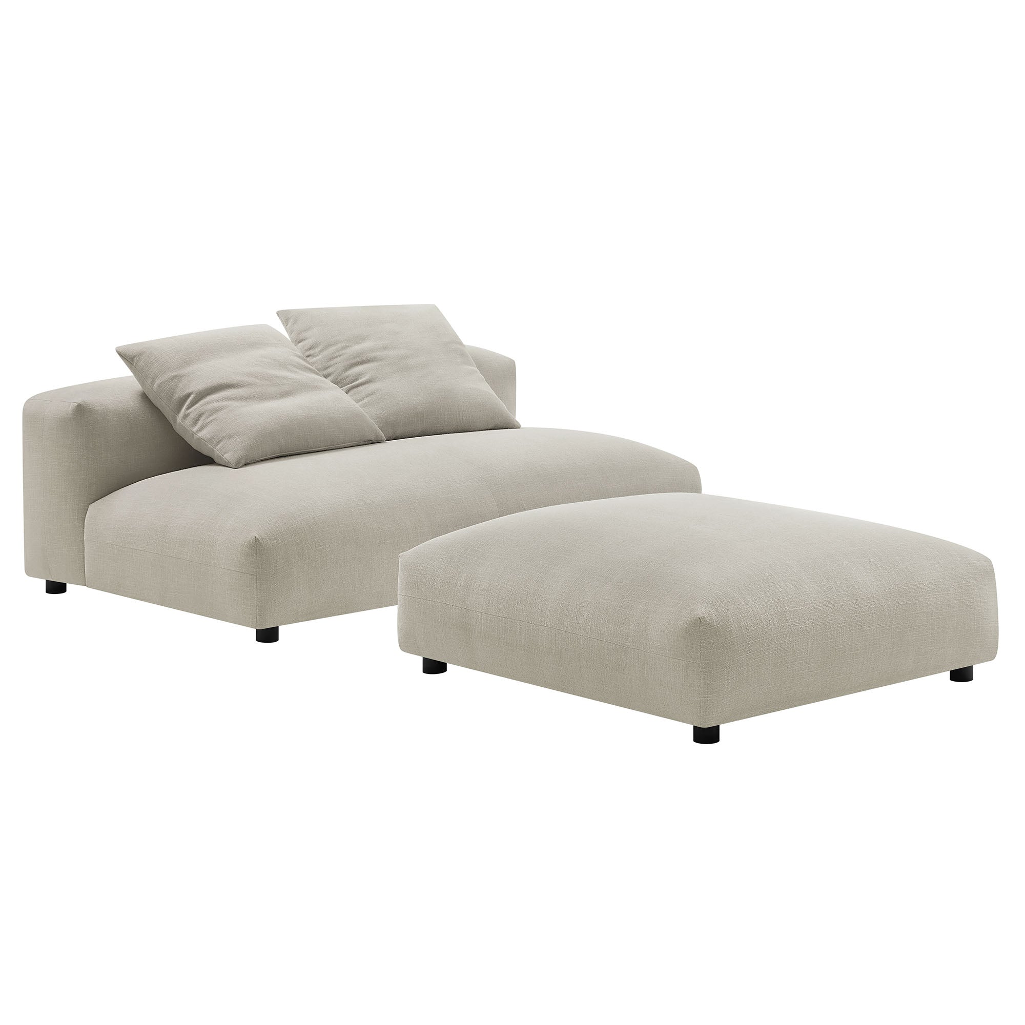 Modway Solace Modular Upholstered Fabric Armless Loveseat and Ottoman Set