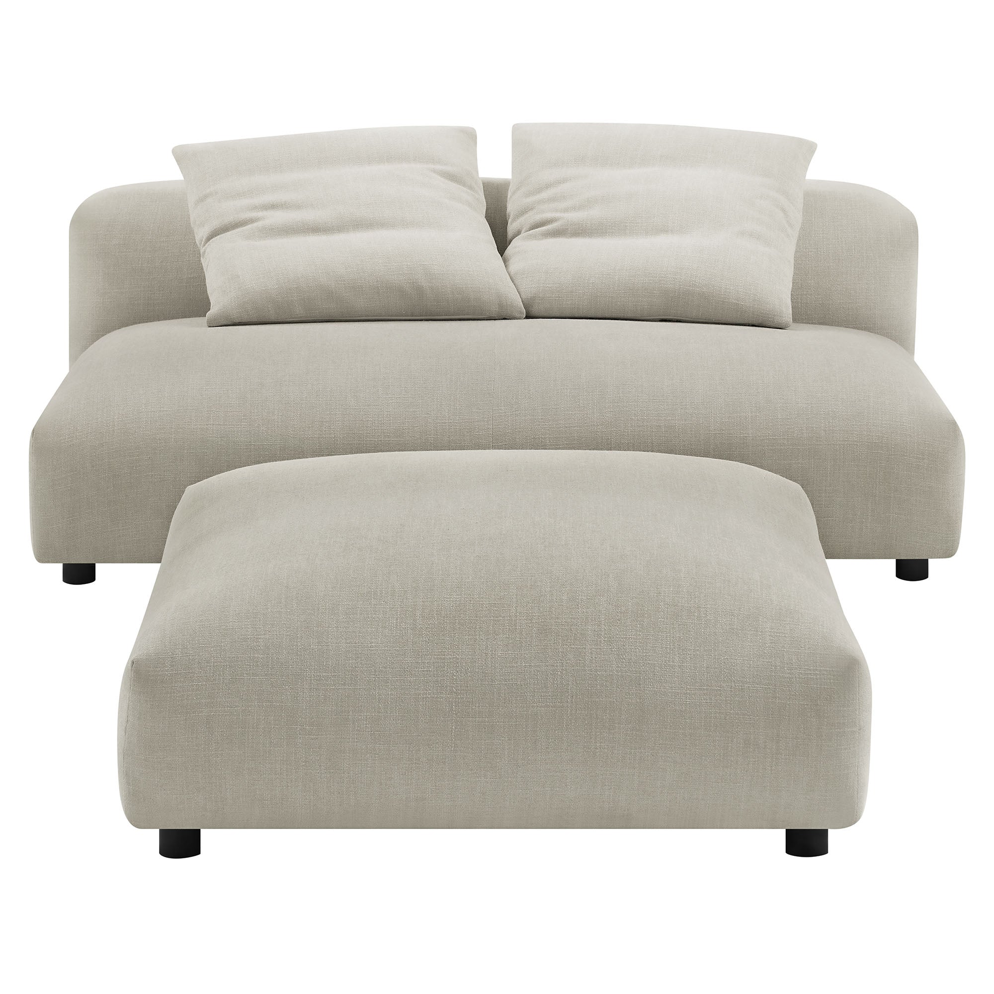 Modway Solace Modular Upholstered Fabric Armless Loveseat and Ottoman Set