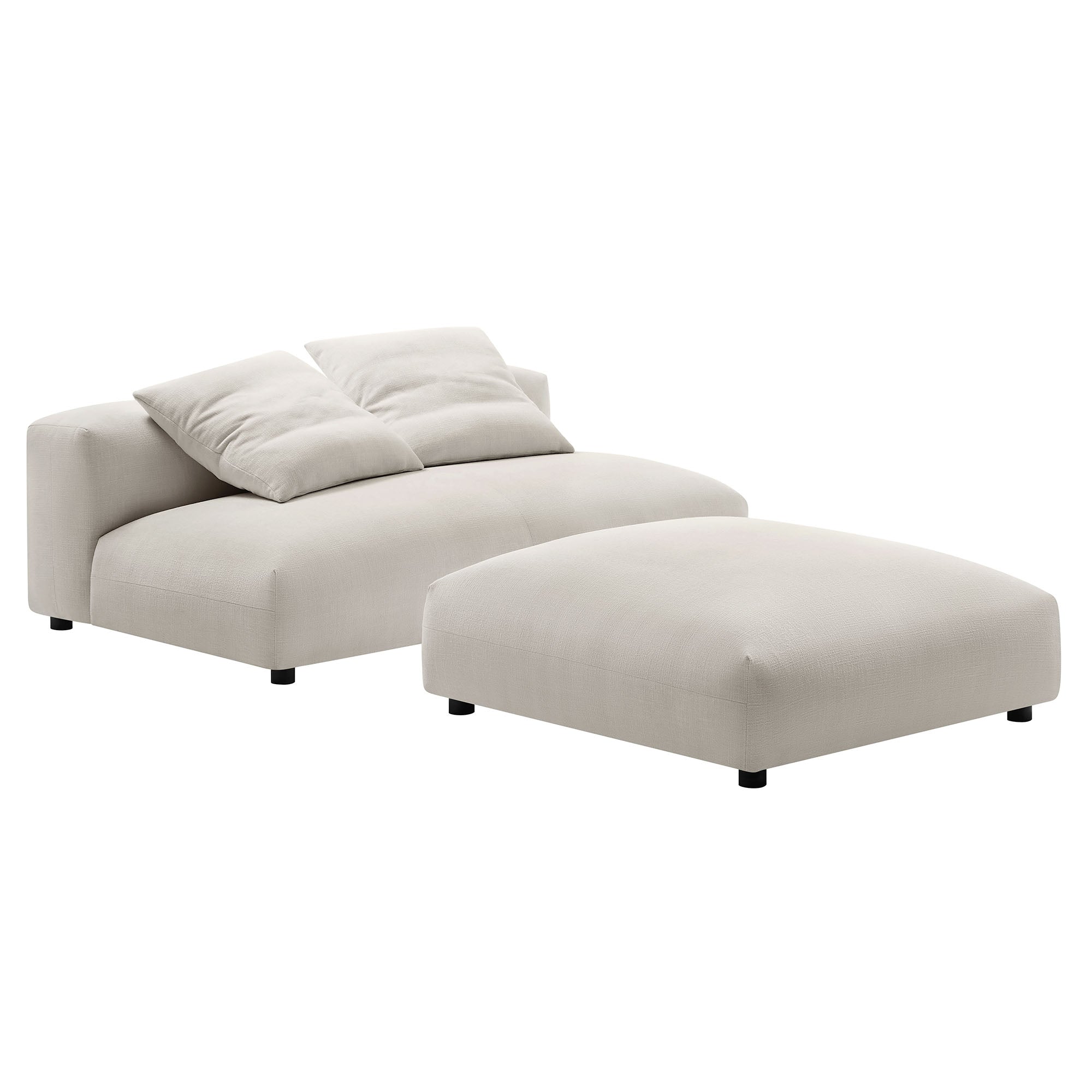 Modway Solace Modular Upholstered Fabric Armless Loveseat and Ottoman Set