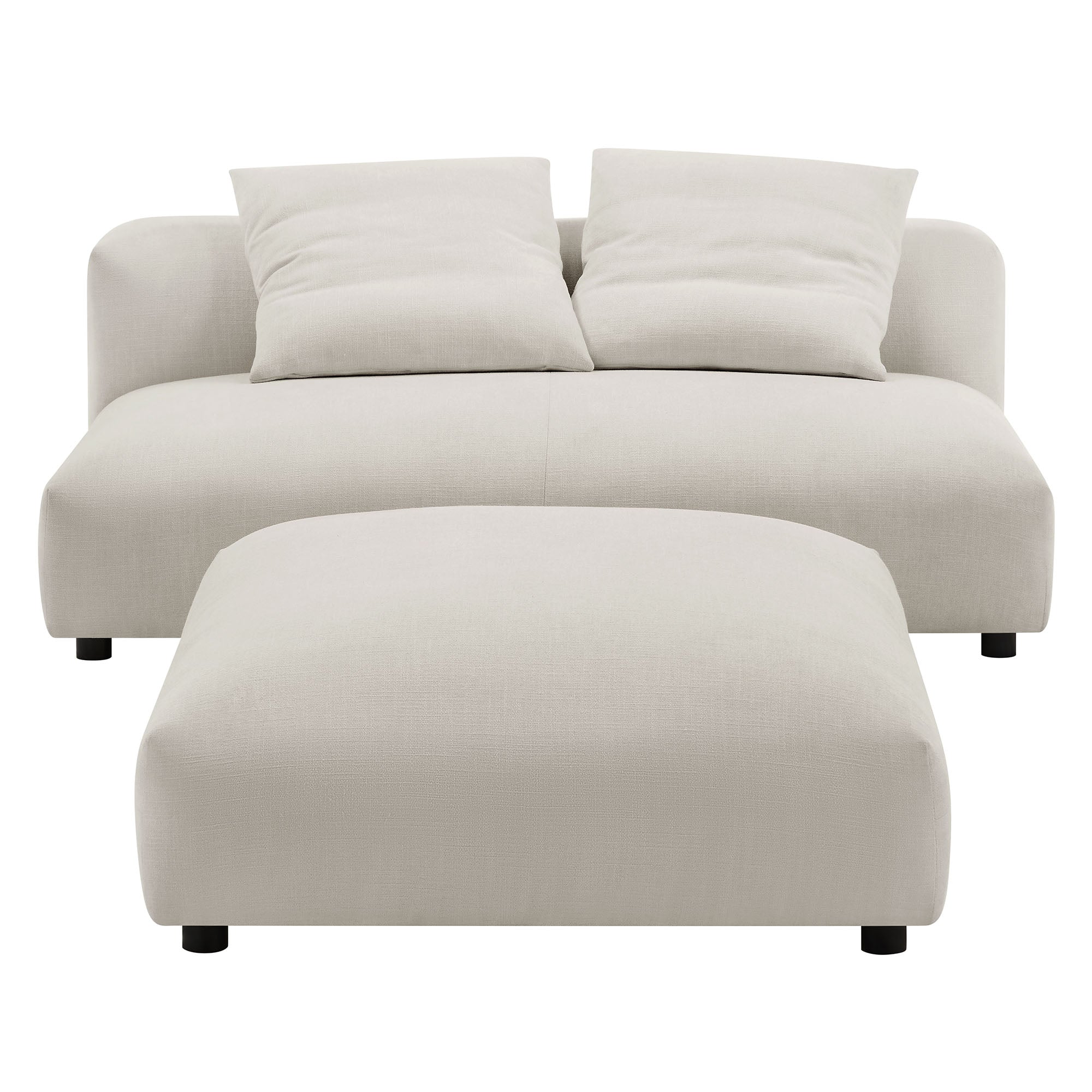 Modway Solace Modular Upholstered Fabric Armless Loveseat and Ottoman Set