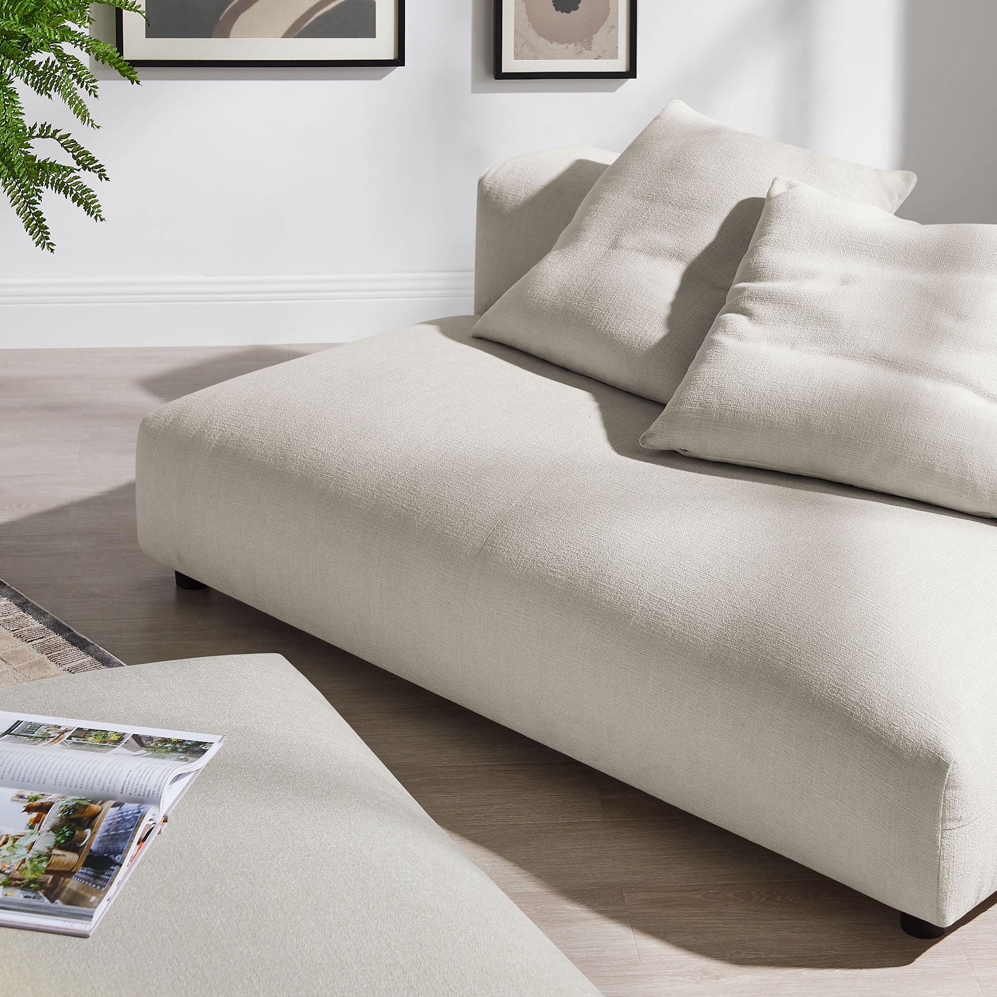 Modway Solace Modular Upholstered Fabric Armless Loveseat and Ottoman Set