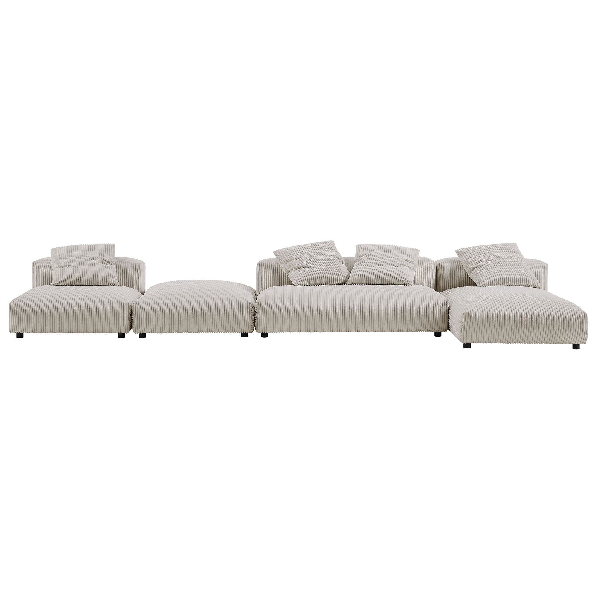 Modway Solace 4-Piece Modular Corduroy Upholstered Sectional Sofa With Ottoman