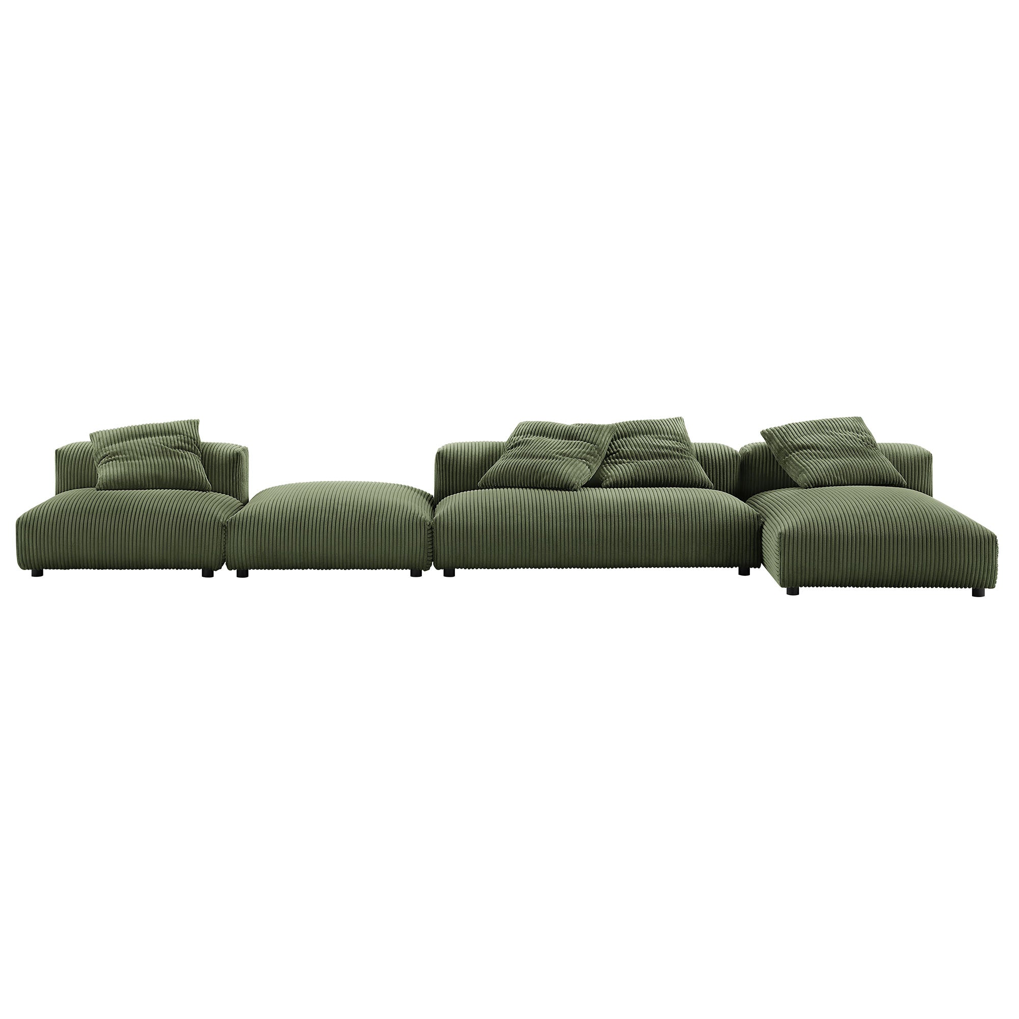 Modway Solace 4-Piece Modular Corduroy Upholstered Sectional Sofa With Ottoman