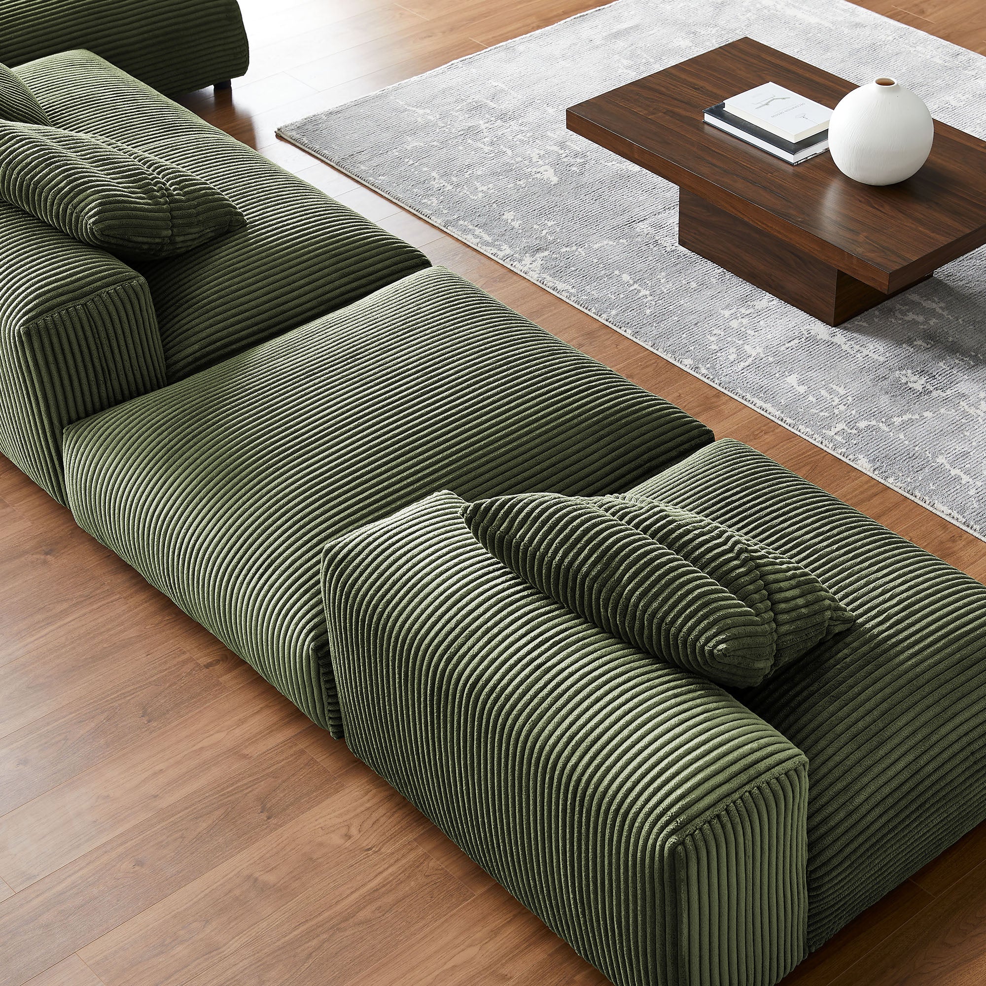 Modway Solace 4-Piece Modular Corduroy Upholstered Sectional Sofa With Ottoman