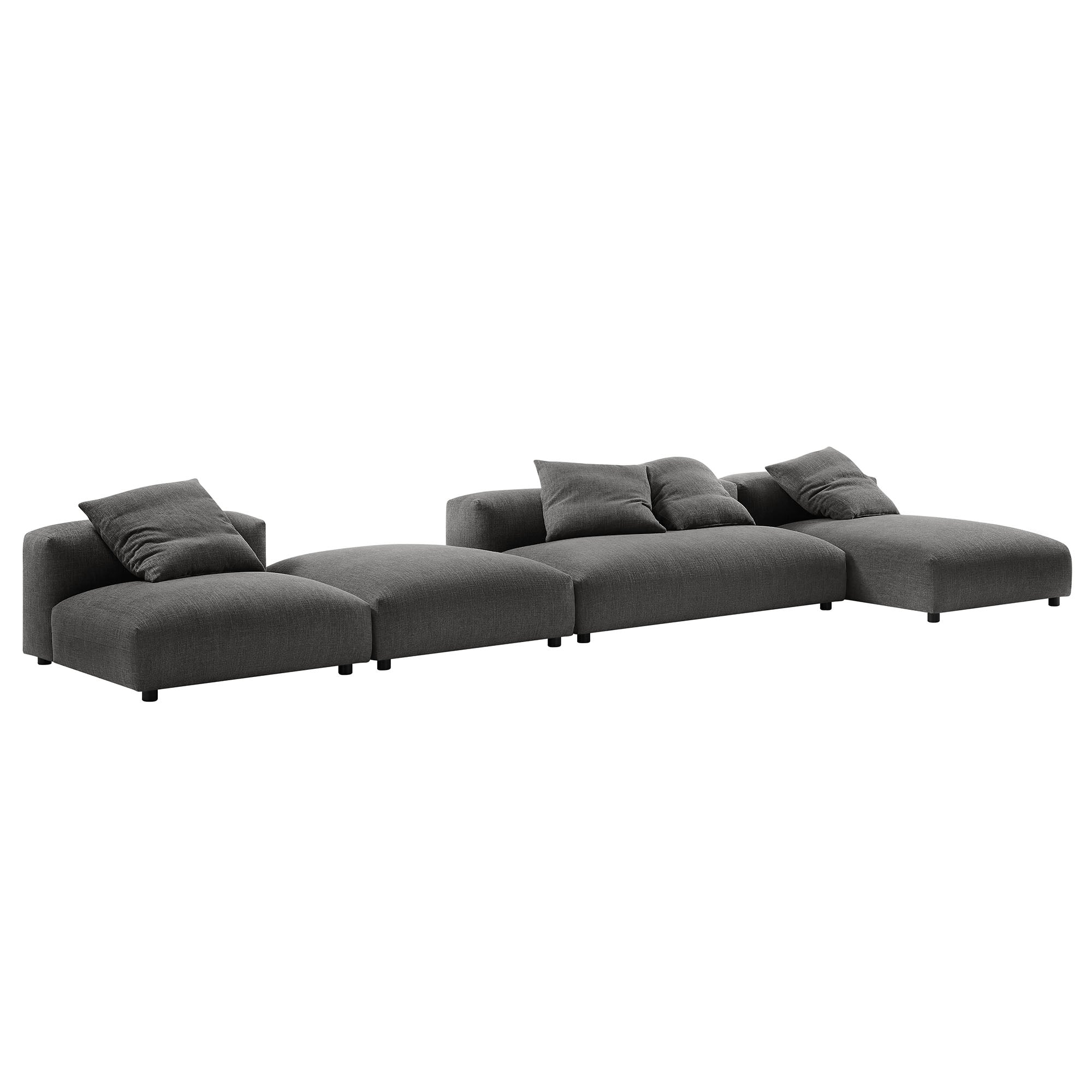 Modway Solace 4-Piece Modular Upholstered Fabric Sectional Sofa With Ottoman