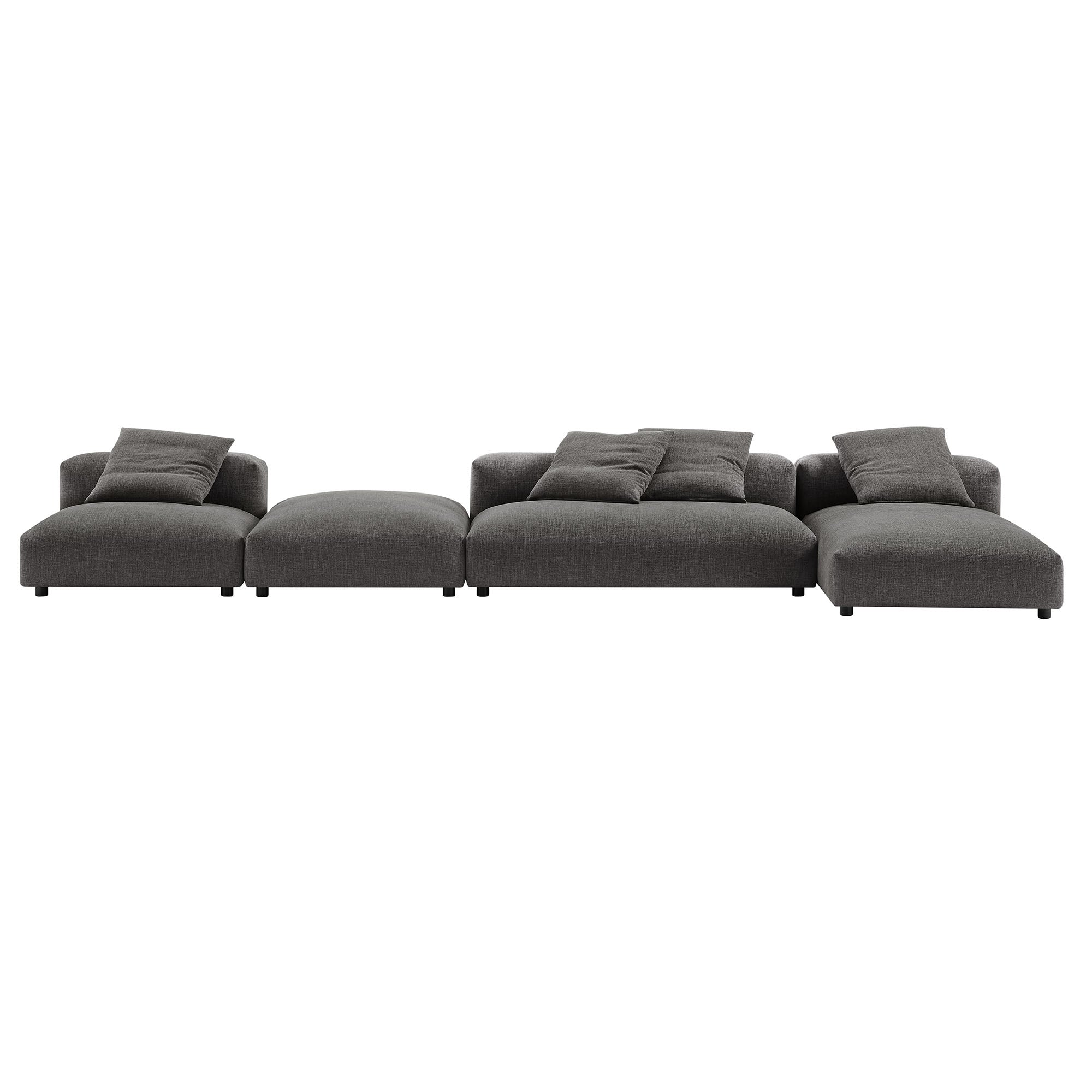 Modway Solace 4-Piece Modular Upholstered Fabric Sectional Sofa With Ottoman