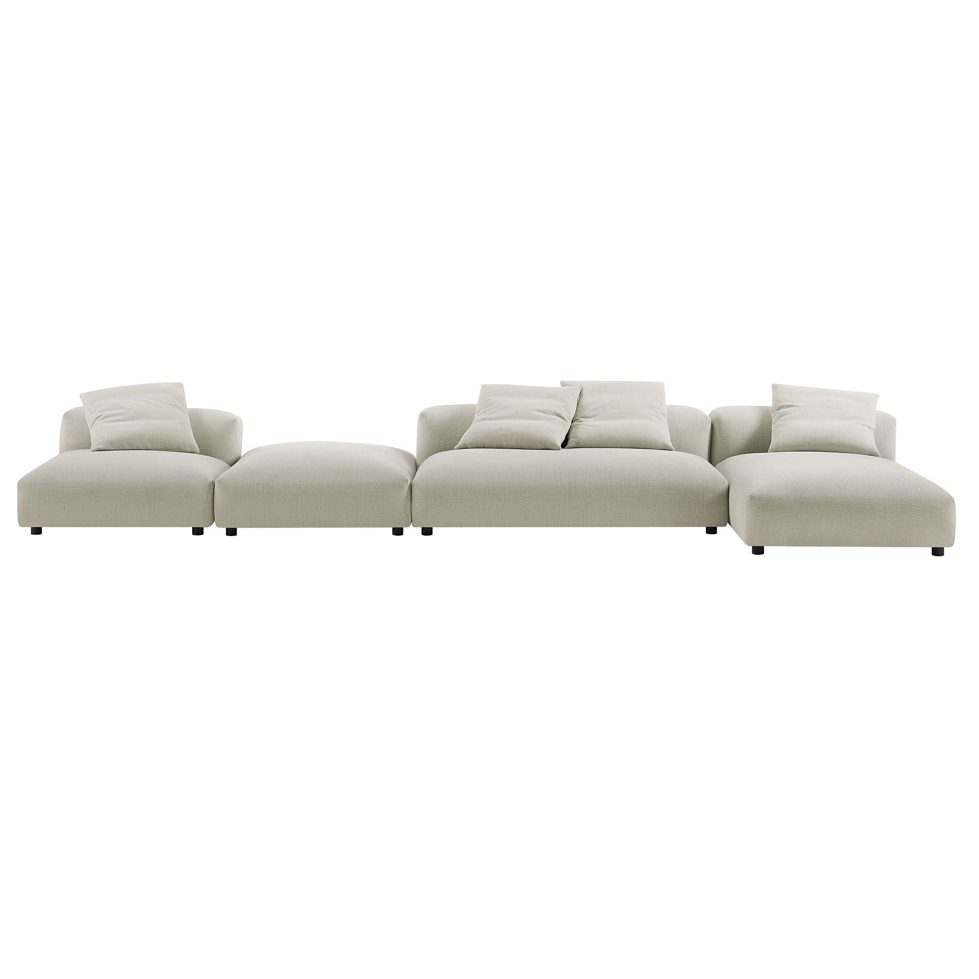 Modway Solace 4-Piece Modular Upholstered Fabric Sectional Sofa With Ottoman