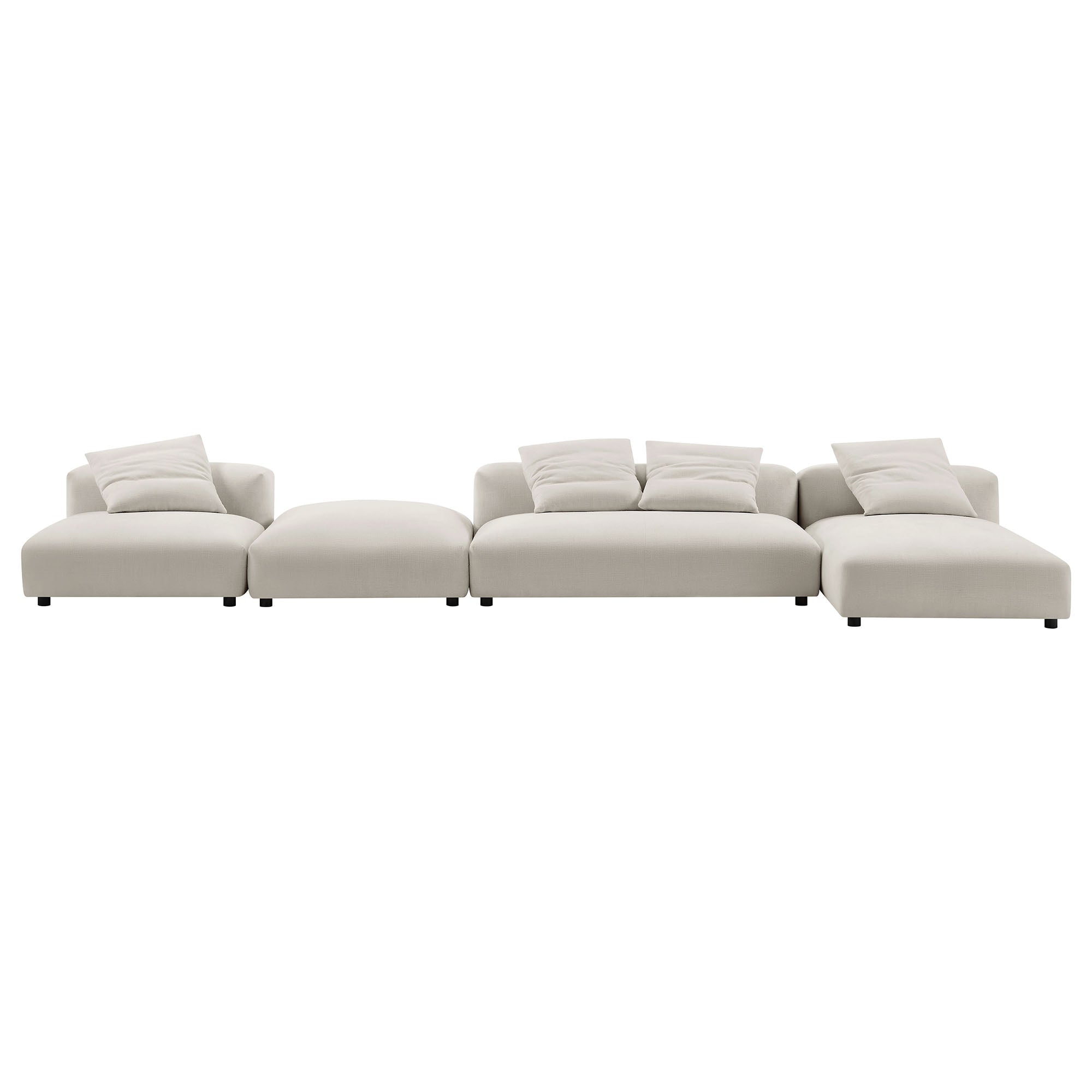 Modway Solace 4-Piece Modular Upholstered Fabric Sectional Sofa With Ottoman