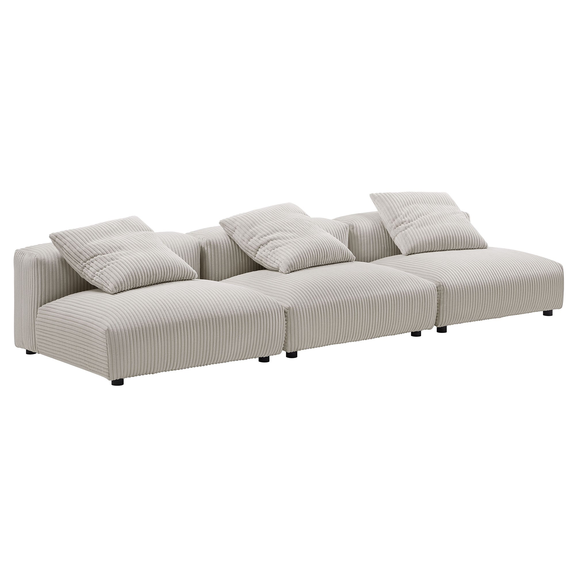 Modway Solace 3-Piece Modular Corduroy Upholstered Sofa