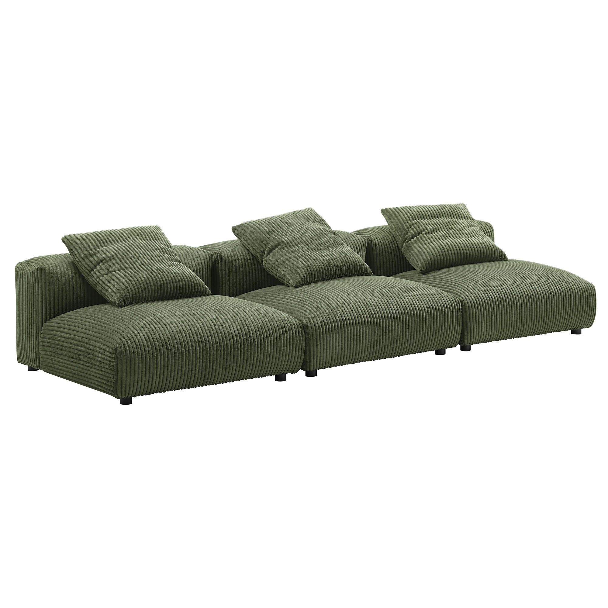 Modway Solace 3-Piece Modular Corduroy Upholstered Sofa