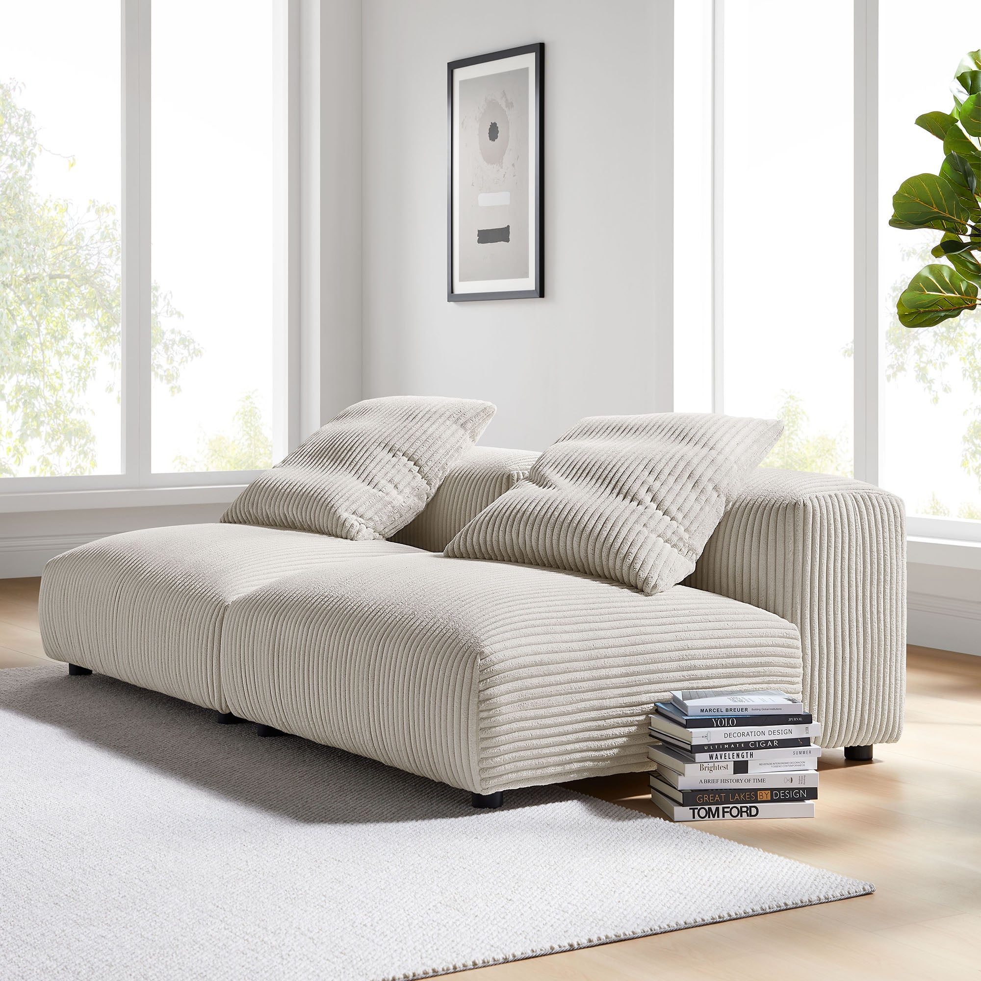 Modway Solace 2-Piece Modular Corduroy Upholstered Sofa