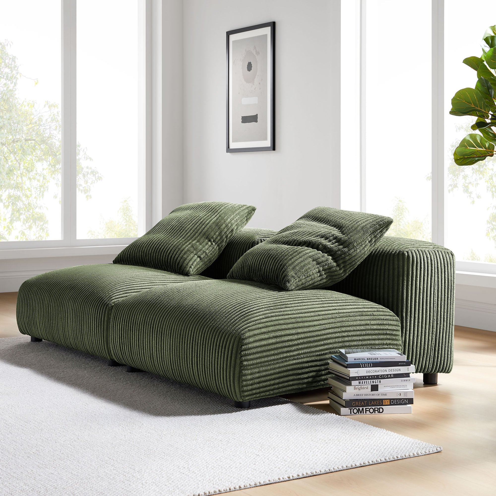 Modway Solace 2-Piece Modular Corduroy Upholstered Sofa