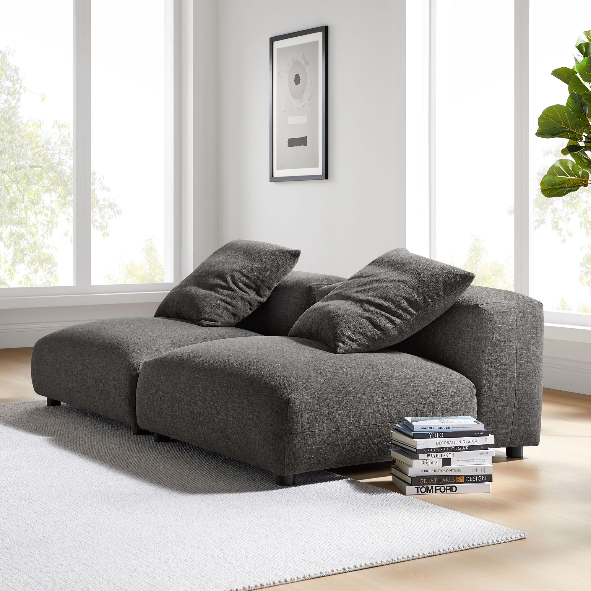 Modway Solace 2-Piece Modular Upholstered Fabric Sofa