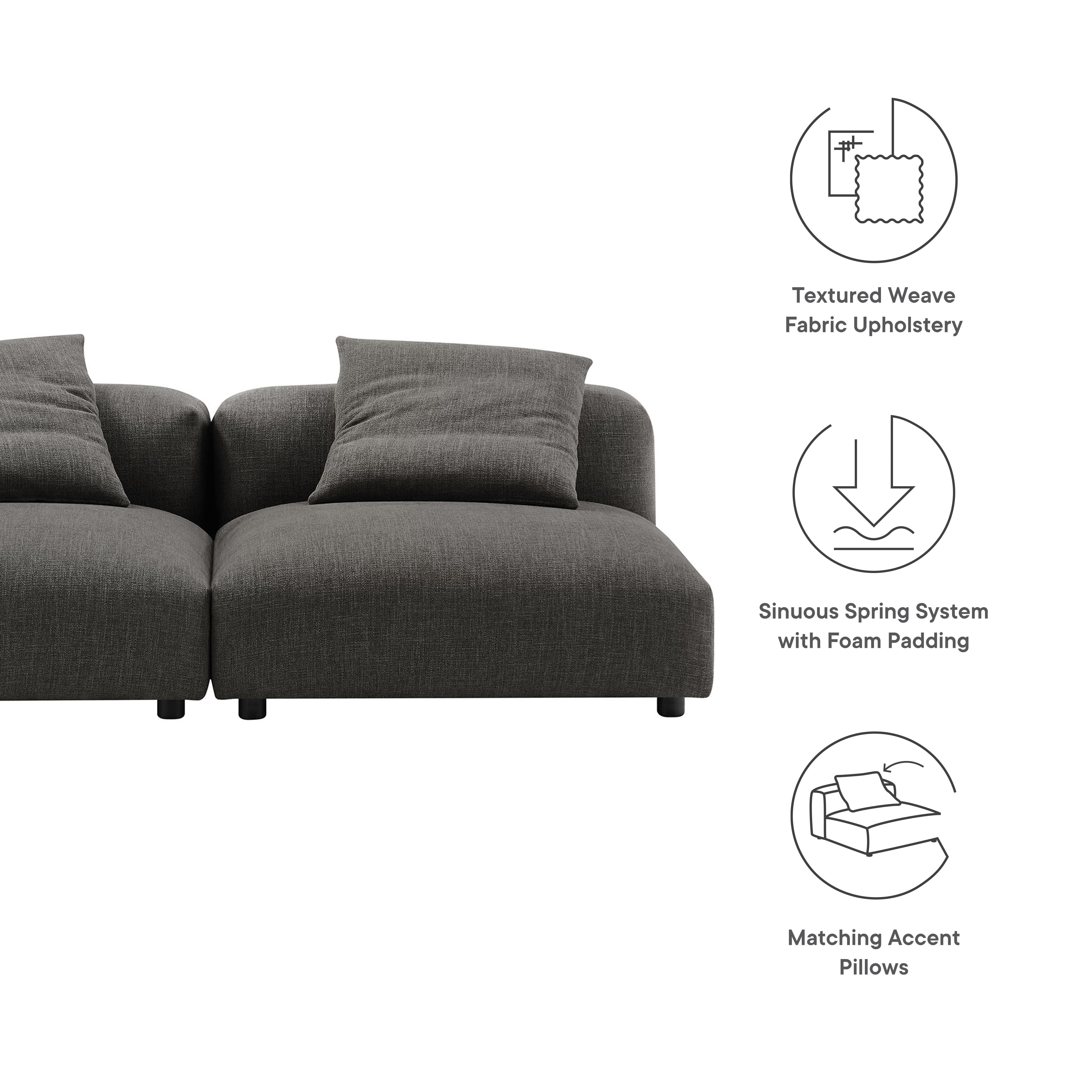 Modway Solace 2-Piece Modular Upholstered Fabric Sofa