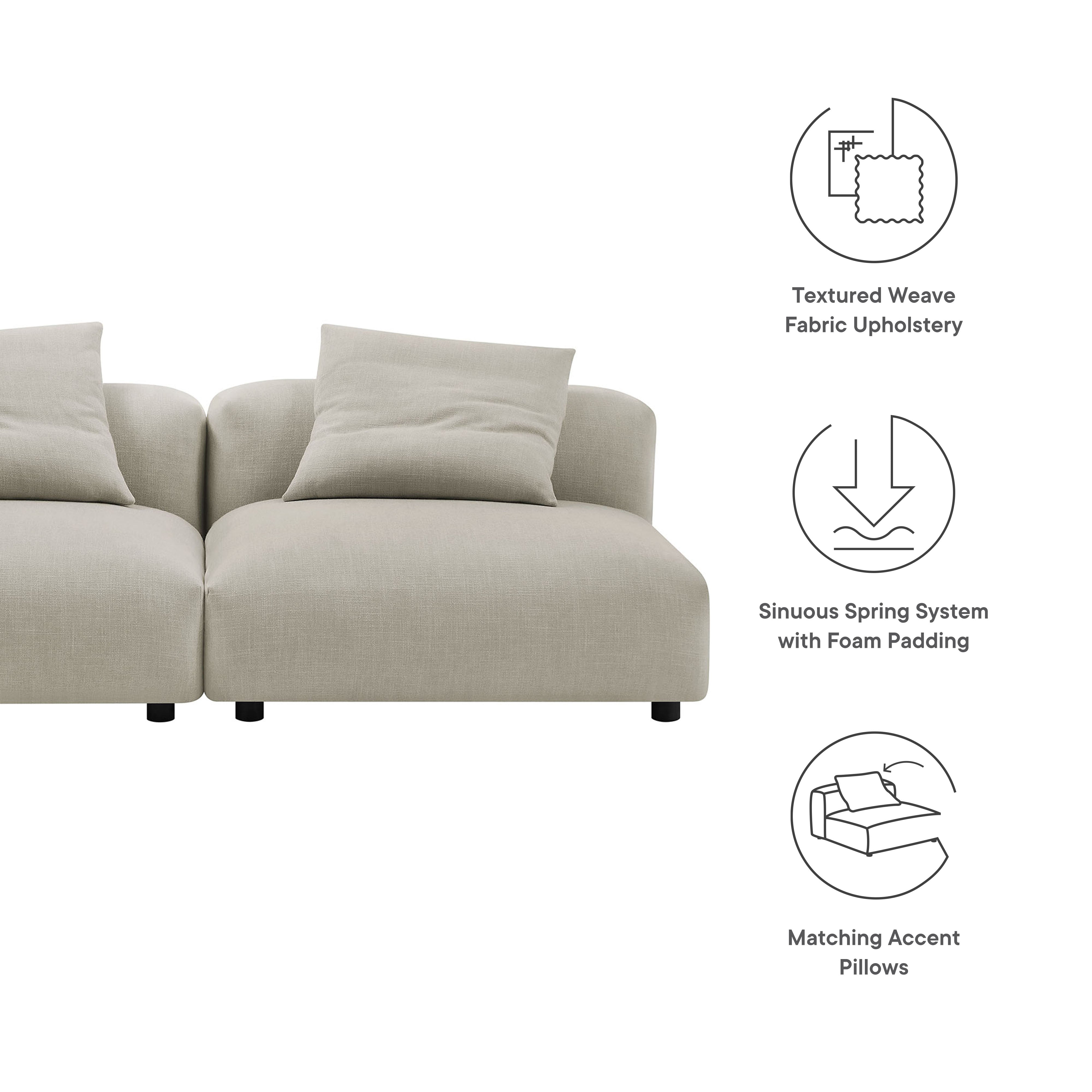 Modway Solace 2-Piece Modular Upholstered Fabric Sofa