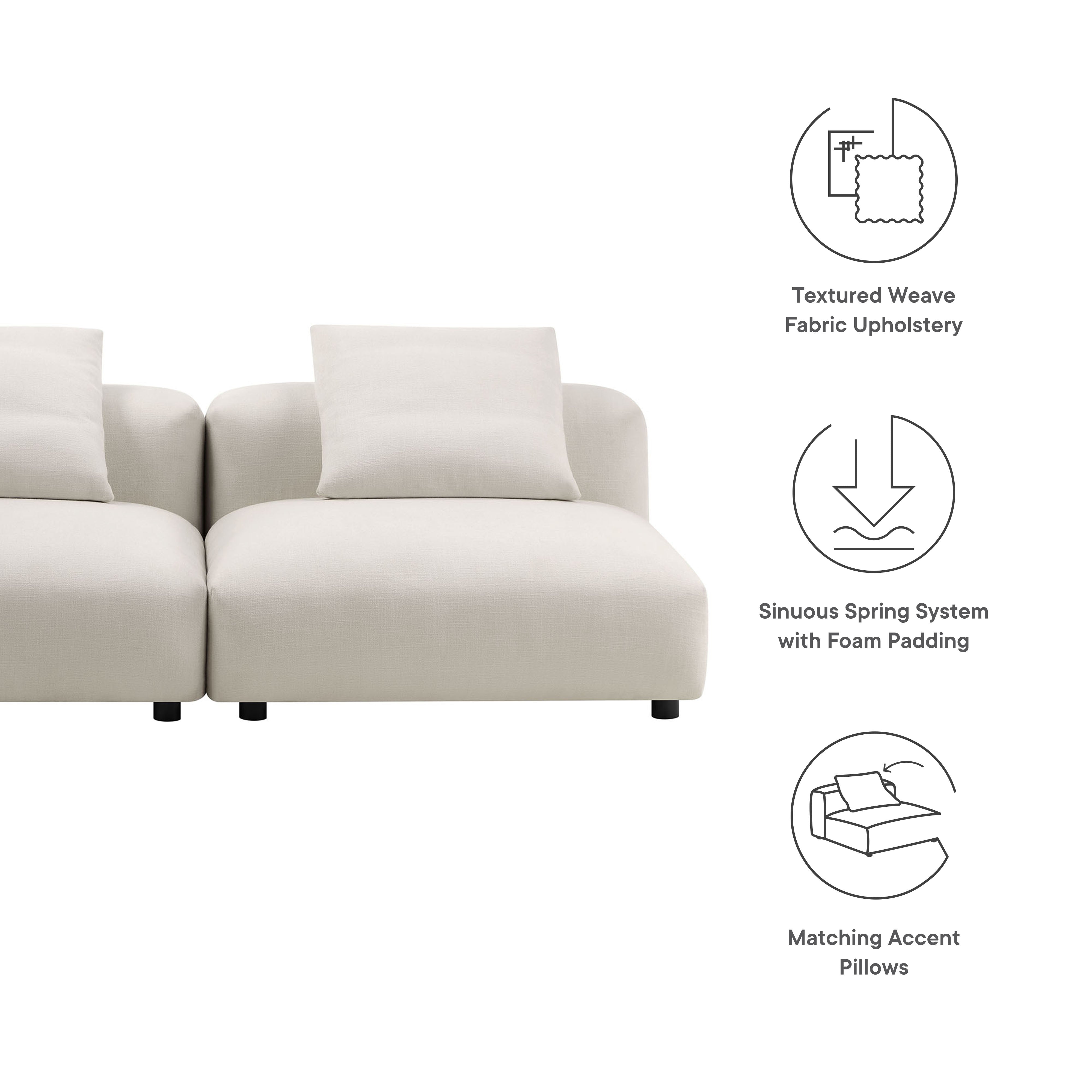 Modway Solace 2-Piece Modular Upholstered Fabric Sofa