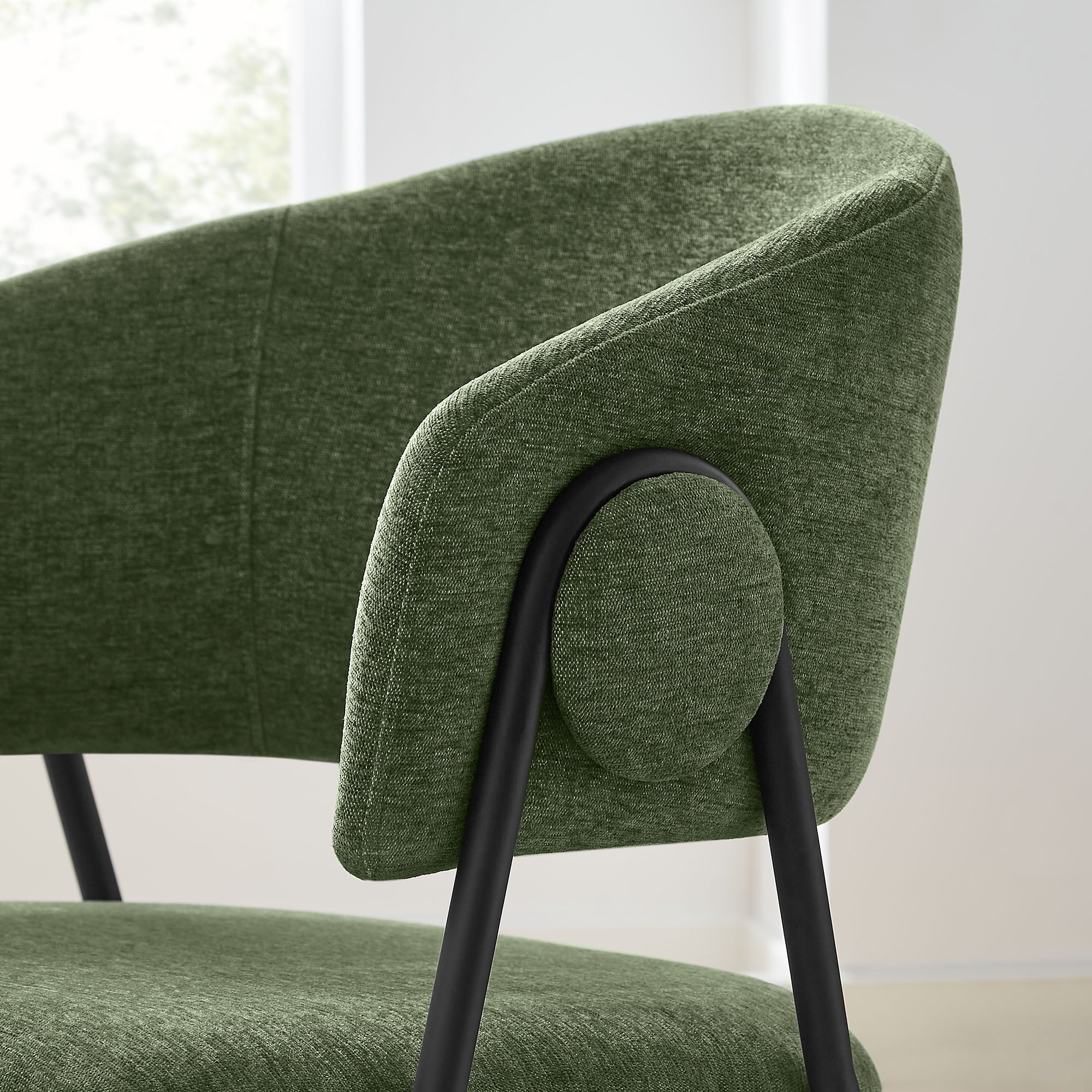 Modway Nella Upholstered Heathered Chenille Dining Chairs Set of 2