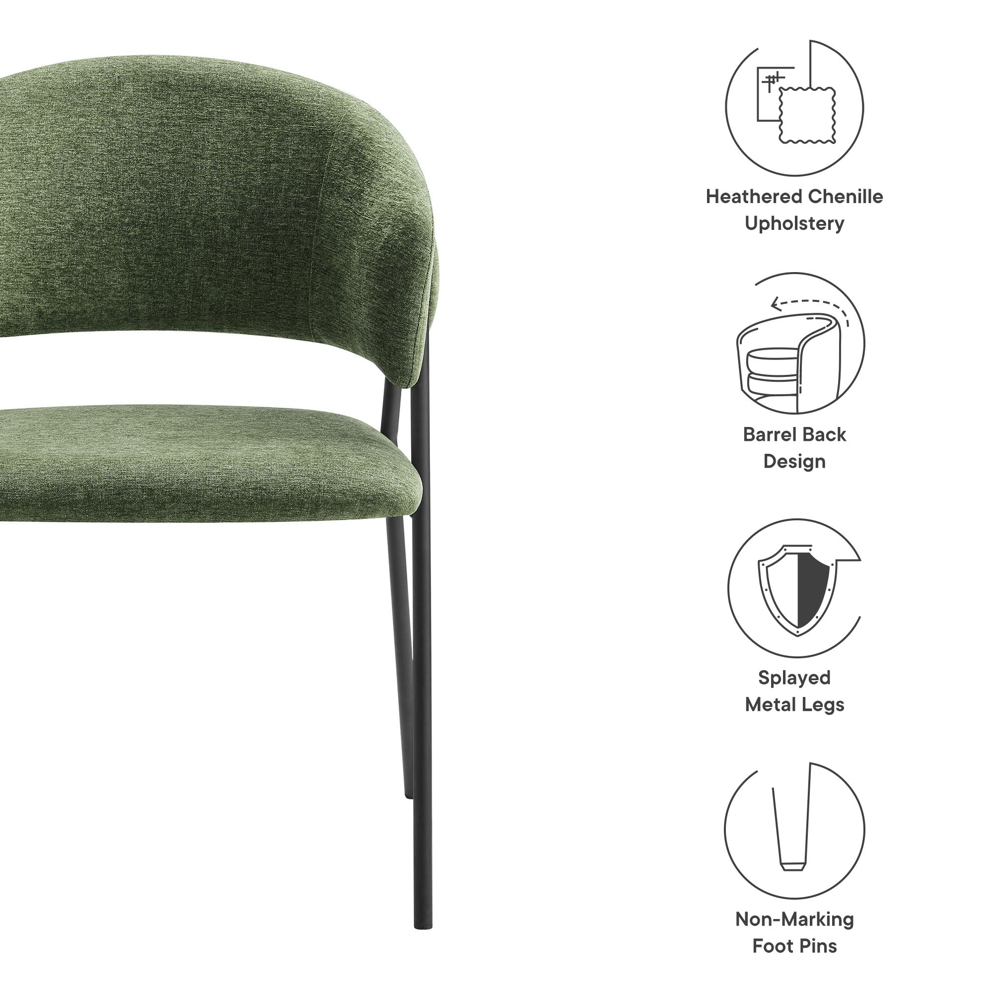 Modway Nella Upholstered Heathered Chenille Dining Chairs Set of 2