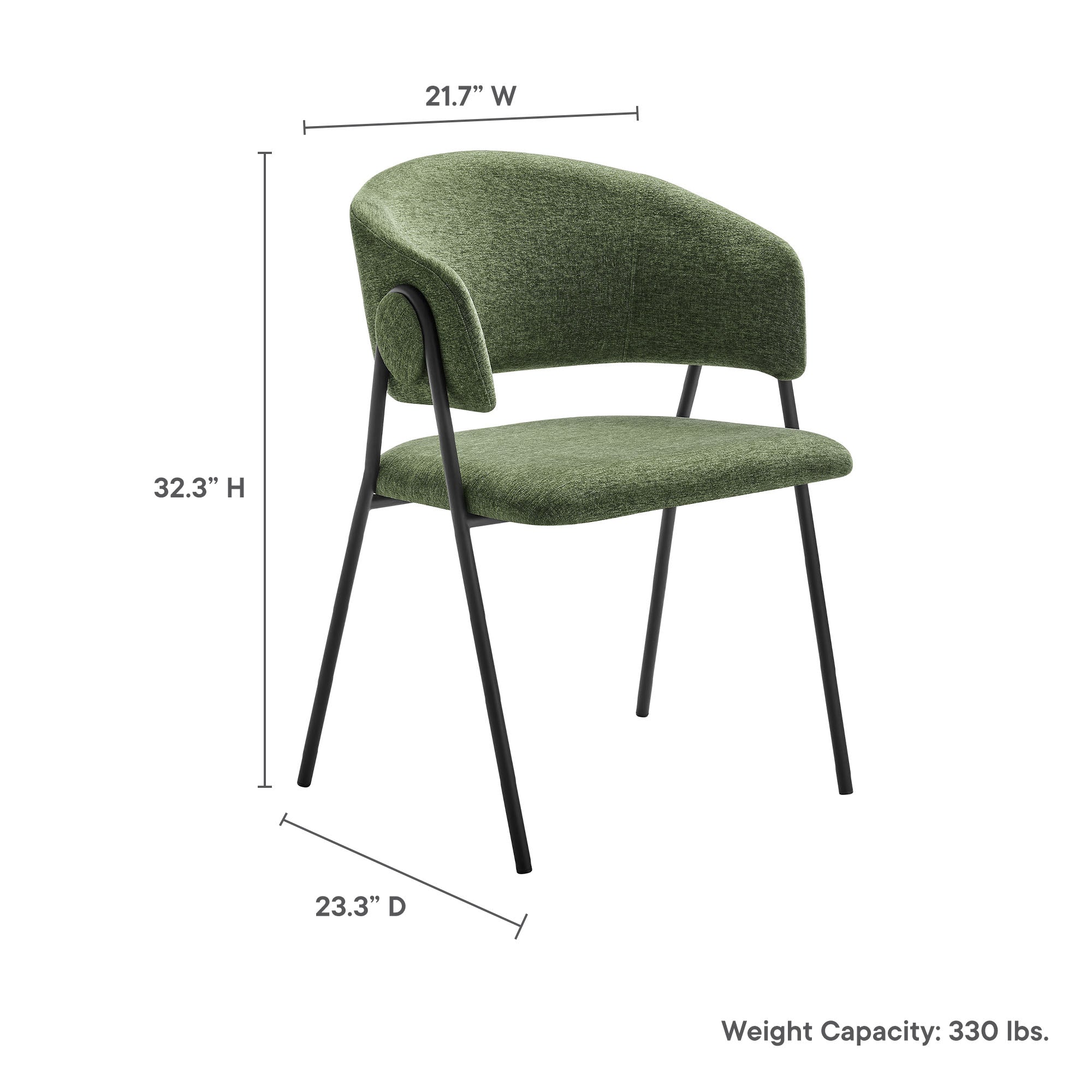 Modway Nella Upholstered Heathered Chenille Dining Chairs Set of 2