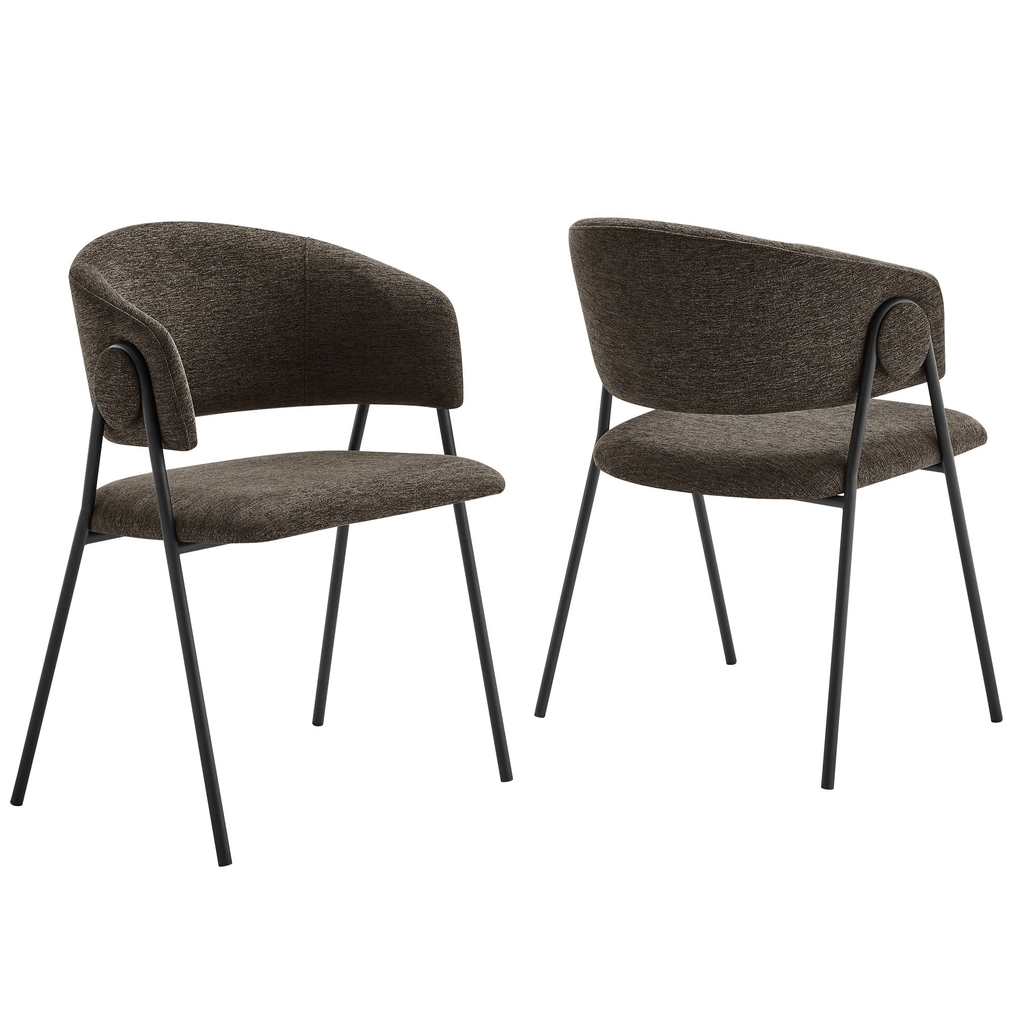 Modway Nella Upholstered Heathered Chenille Dining Chairs Set of 2