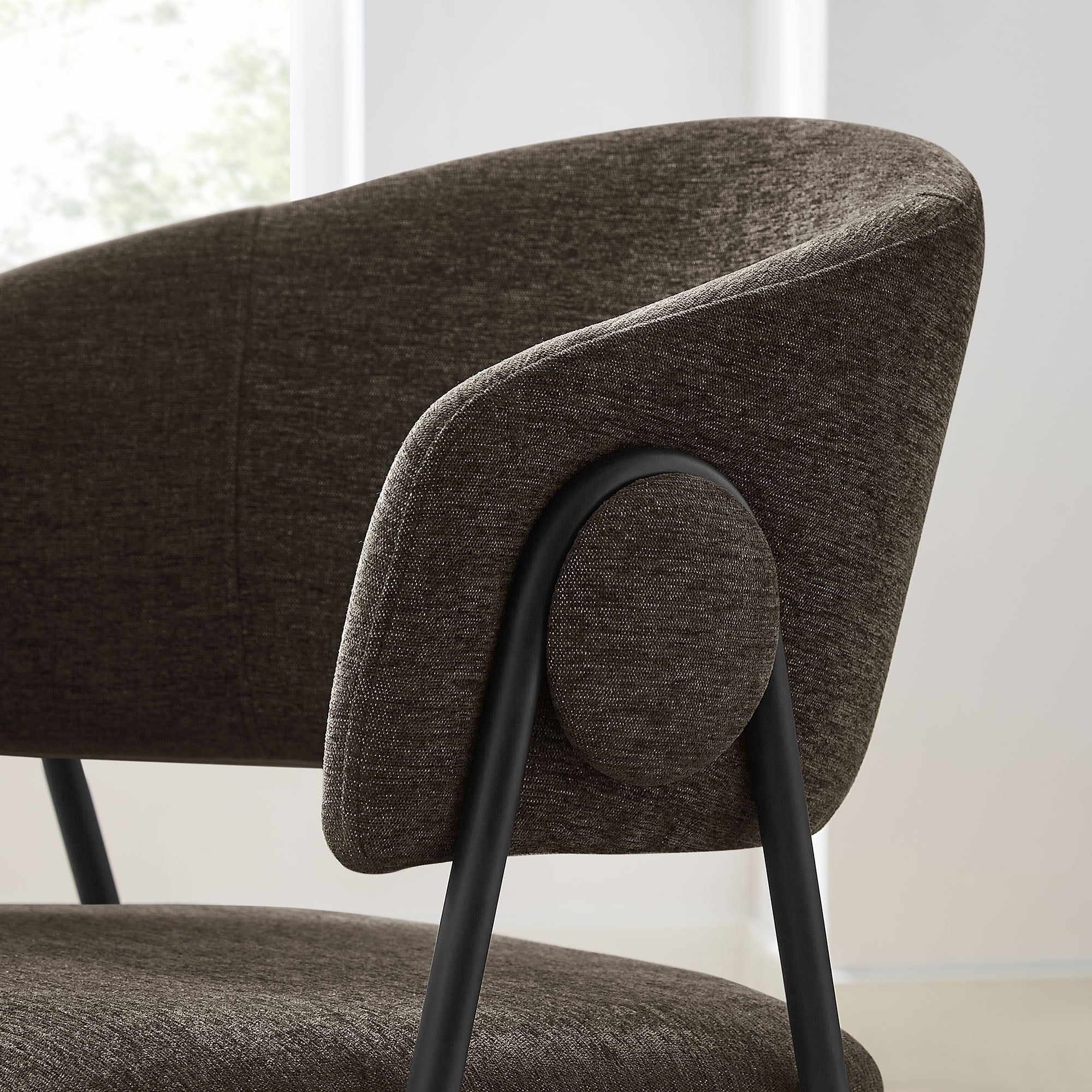 Modway Nella Upholstered Heathered Chenille Dining Chairs Set of 2