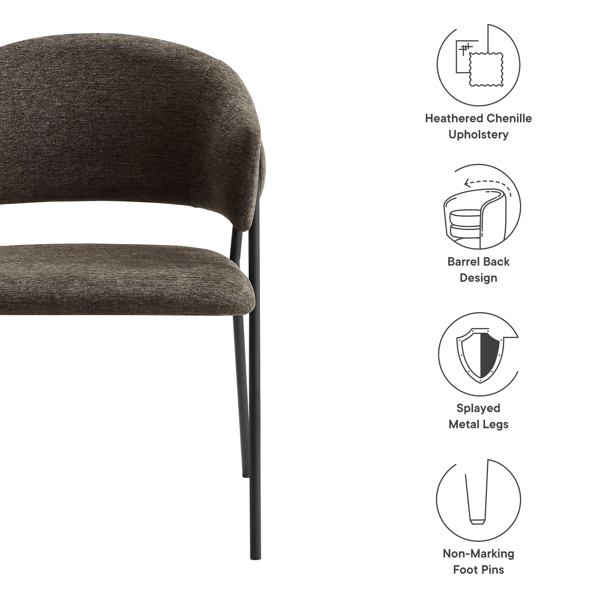 Modway Nella Upholstered Heathered Chenille Dining Chairs Set of 2