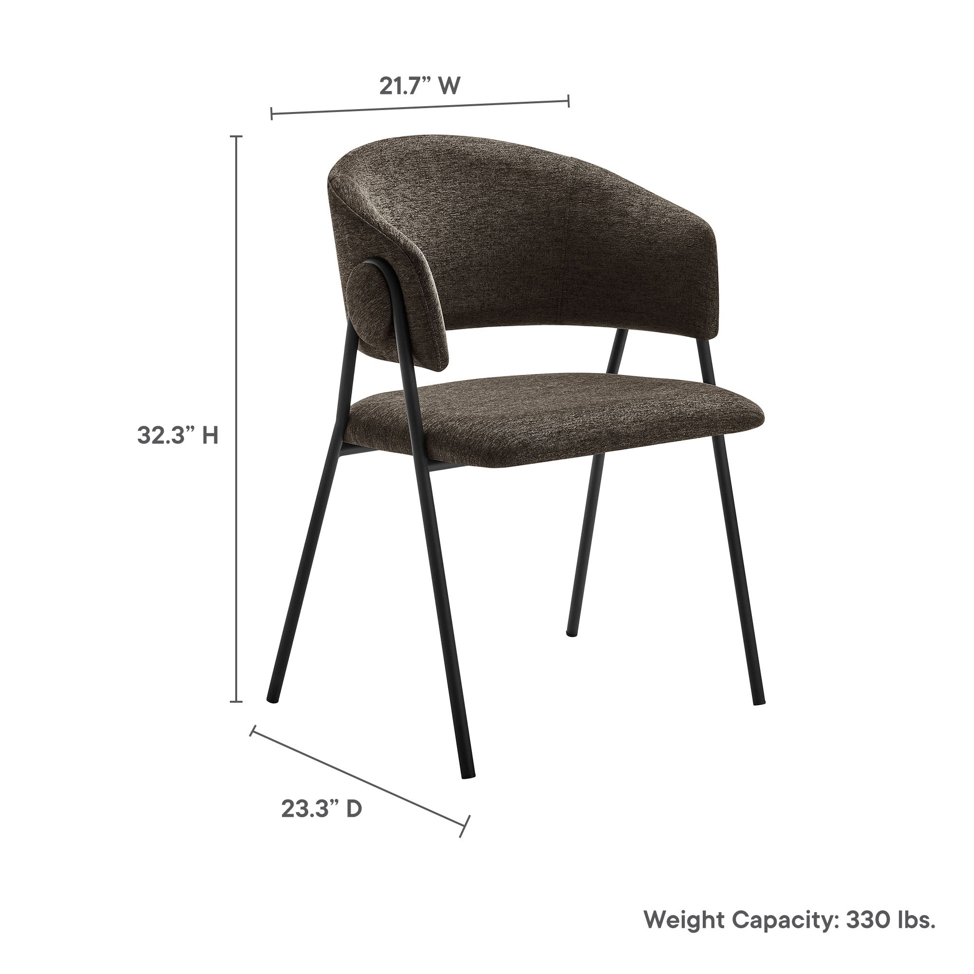 Modway Nella Upholstered Heathered Chenille Dining Chairs Set of 2