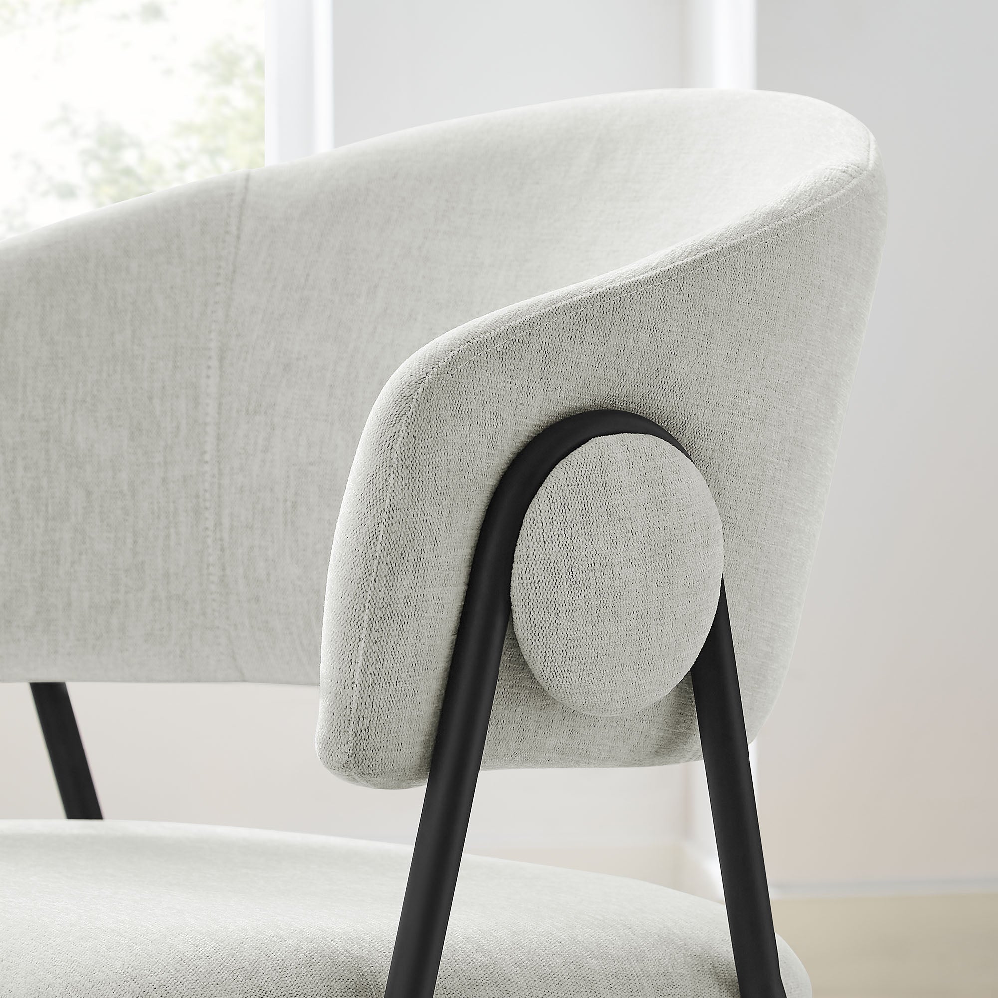 Modway Nella Upholstered Heathered Chenille Dining Chairs Set of 2