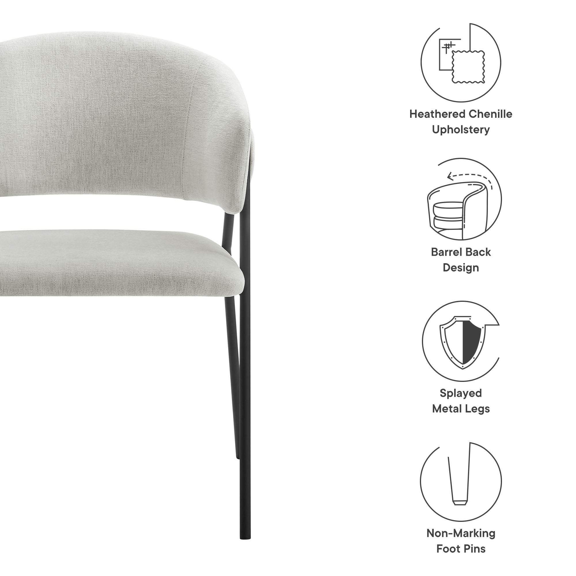 Modway Nella Upholstered Heathered Chenille Dining Chairs Set of 2
