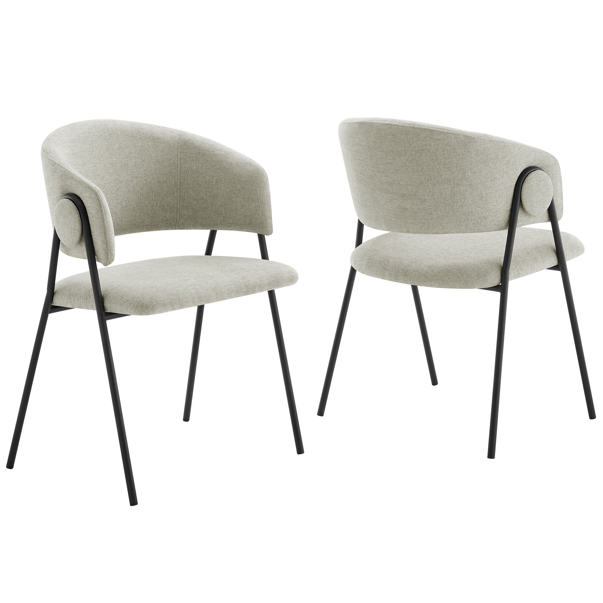 Modway Nella Upholstered Heathered Chenille Dining Chairs Set of 2
