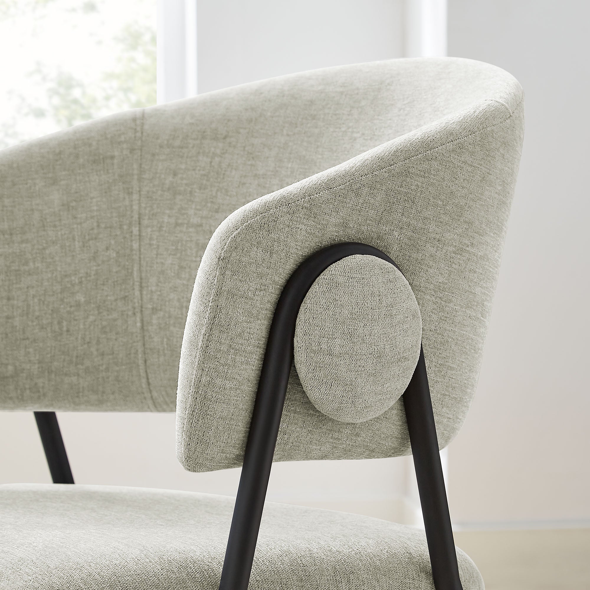 Modway Nella Upholstered Heathered Chenille Dining Chairs Set of 2