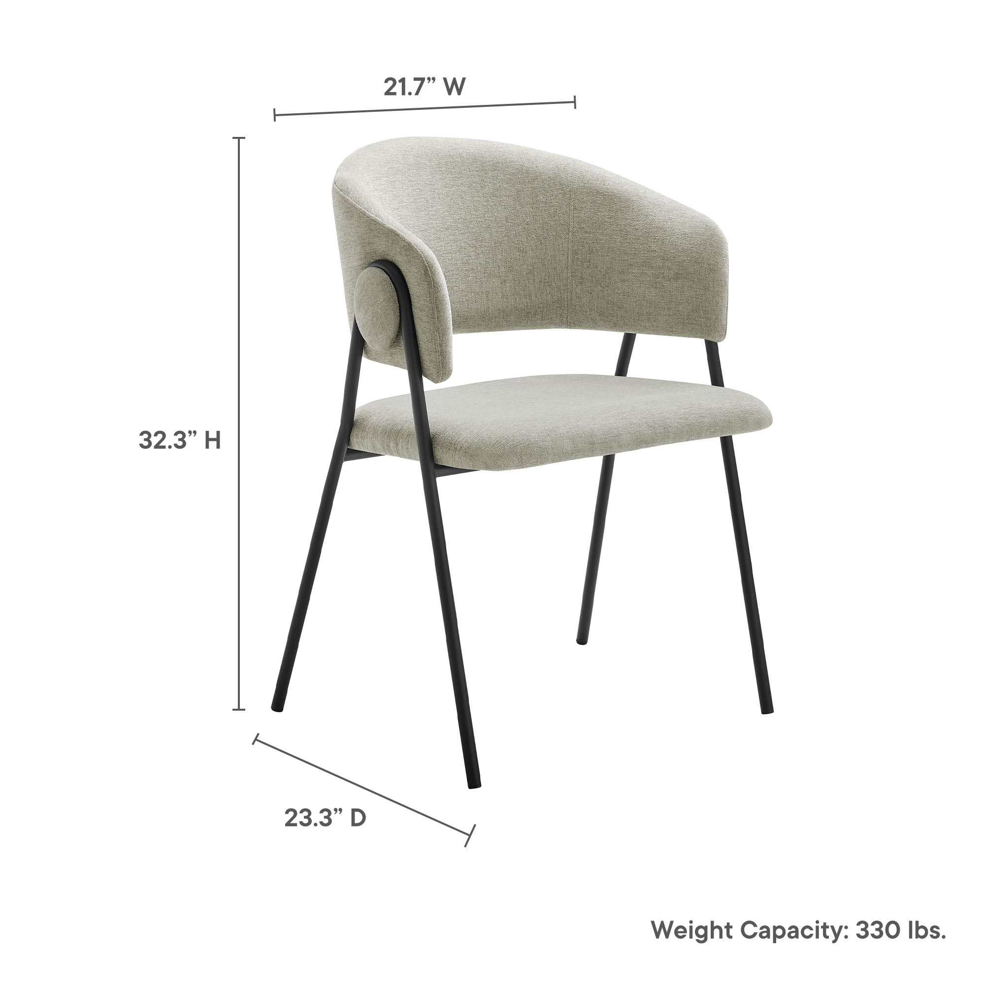 Modway Nella Upholstered Heathered Chenille Dining Chairs Set of 2