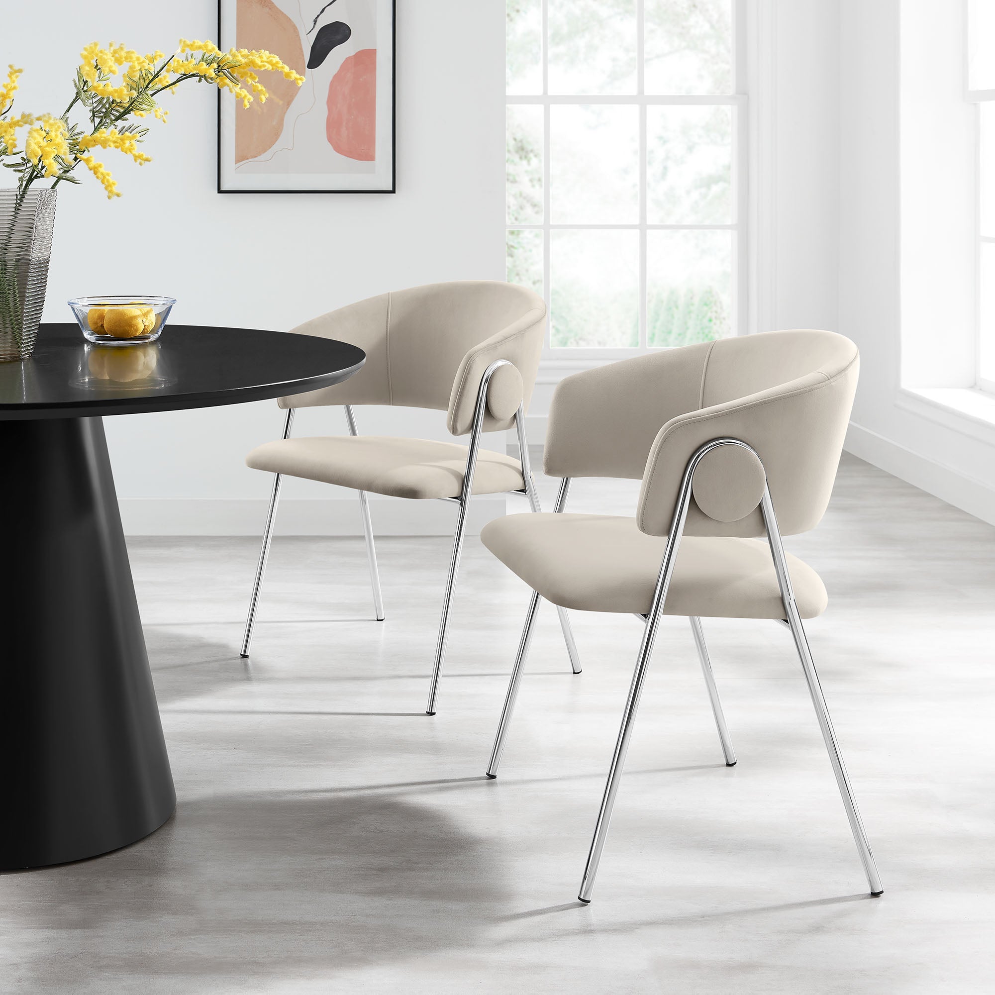 Modway Nella Upholstered Performance Velvet Dining Chair Set of 2