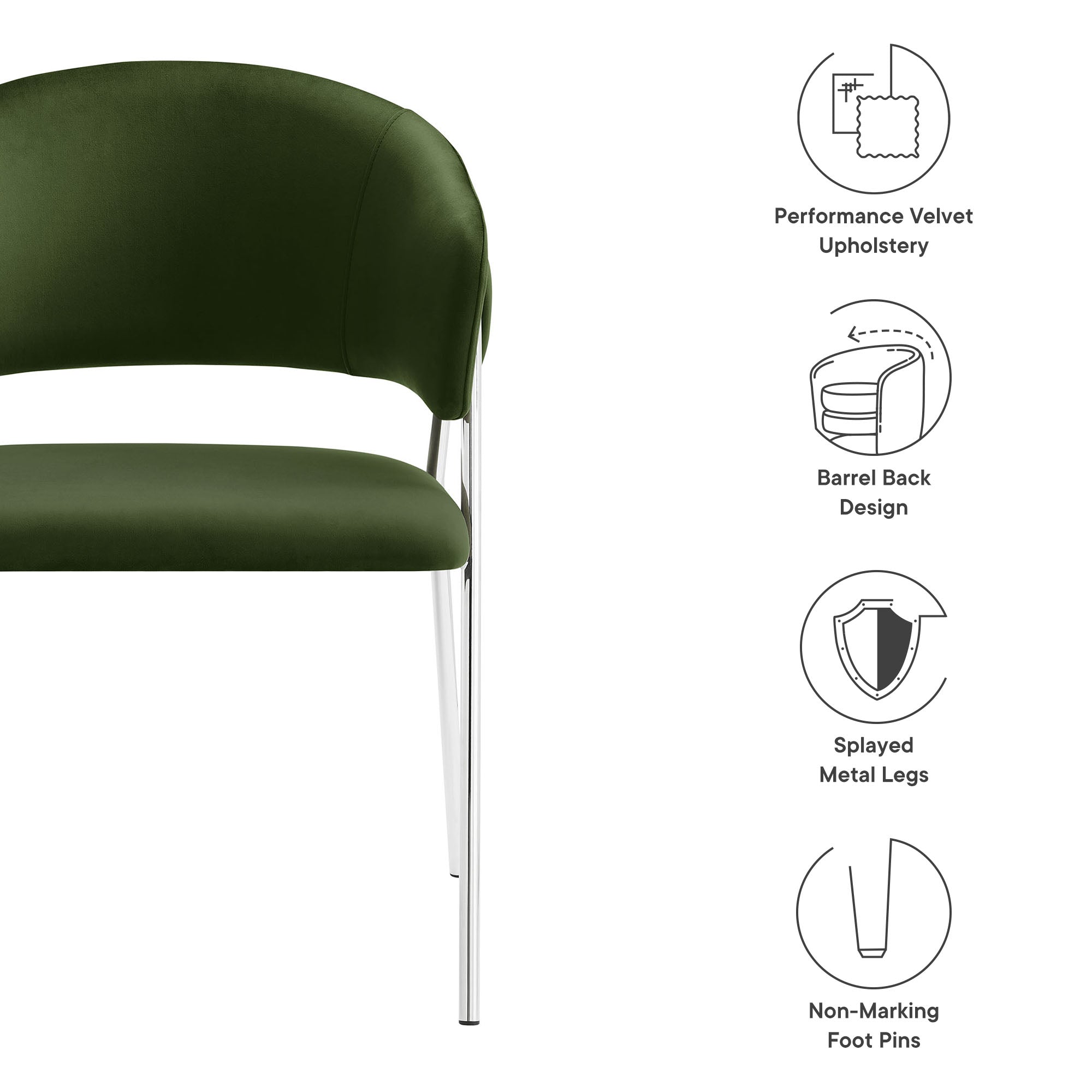 Modway Nella Upholstered Performance Velvet Dining Chair Set of 2