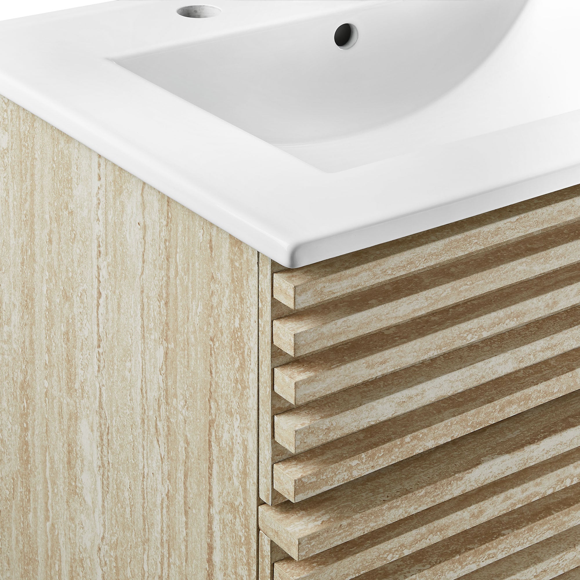 Modway Render 24" Faux Travertine Bathroom Vanity With Sink