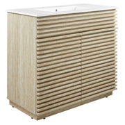 Modway Render 36" Faux Travertine Bathroom Vanity With Sink