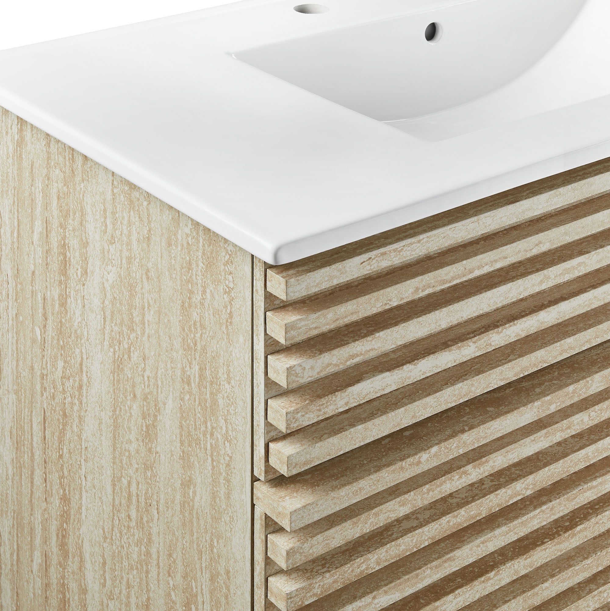Modway Render 36" Faux Travertine Bathroom Vanity With Sink