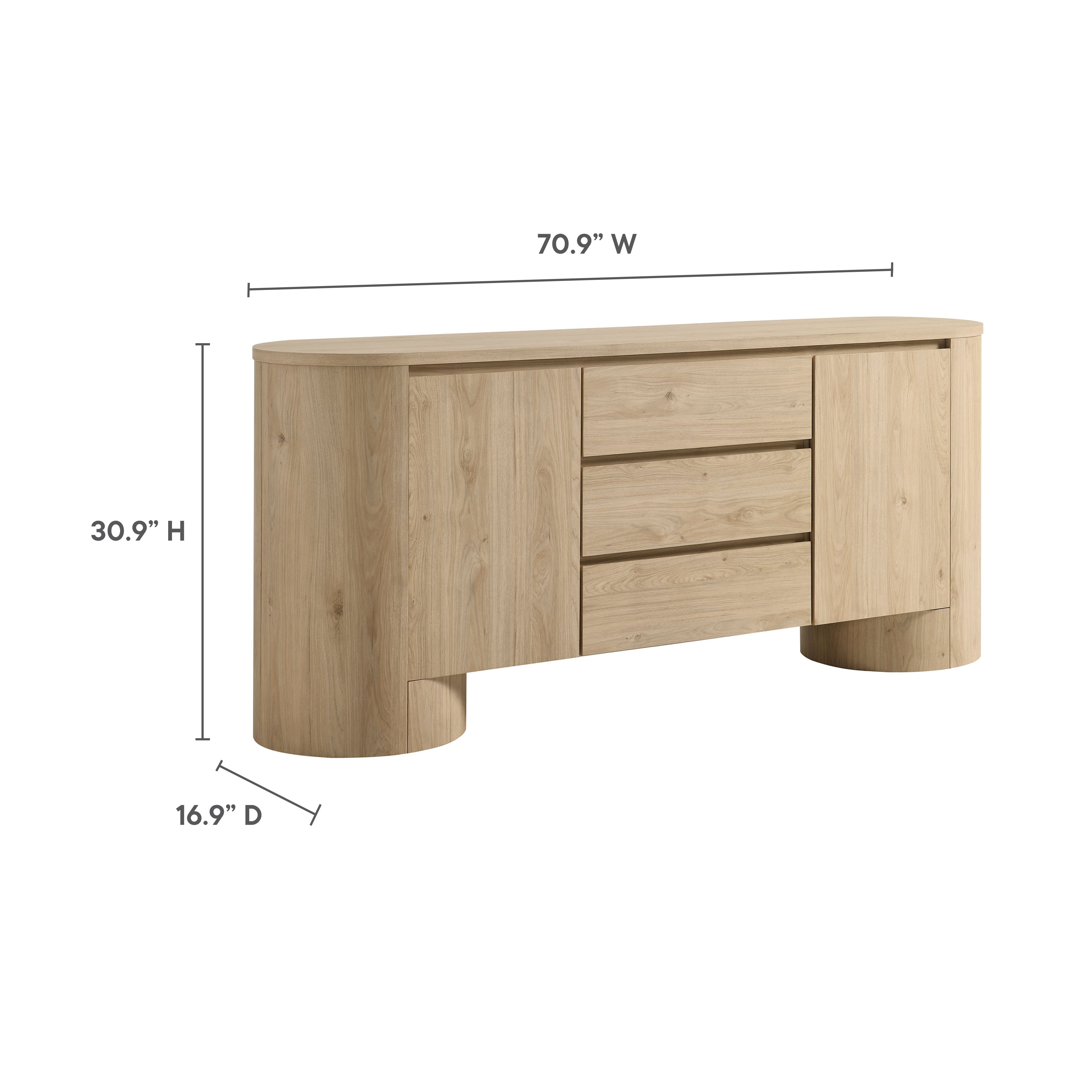 Modway Duval 71" Rounded Sideboard Storage Cabinet