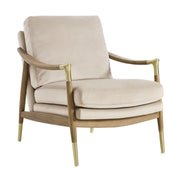 Langford Performance Velvet Accent Armchair with Brass Accents – Mid-Century Modern