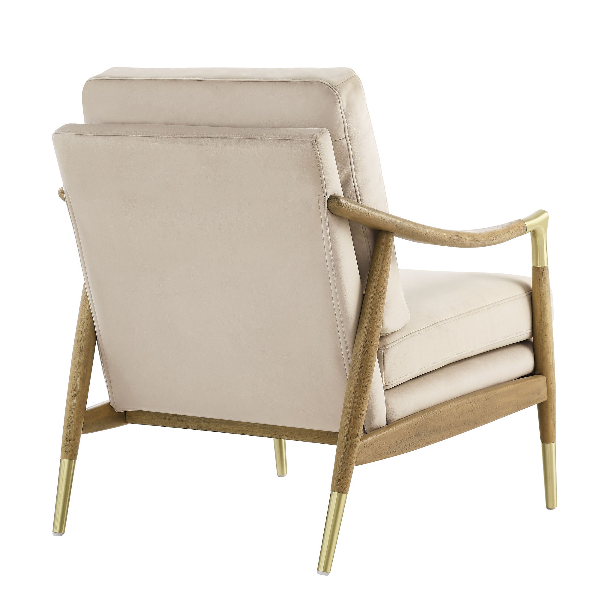 Langford Performance Velvet Accent Armchair with Brass Accents – Mid-Century Modern