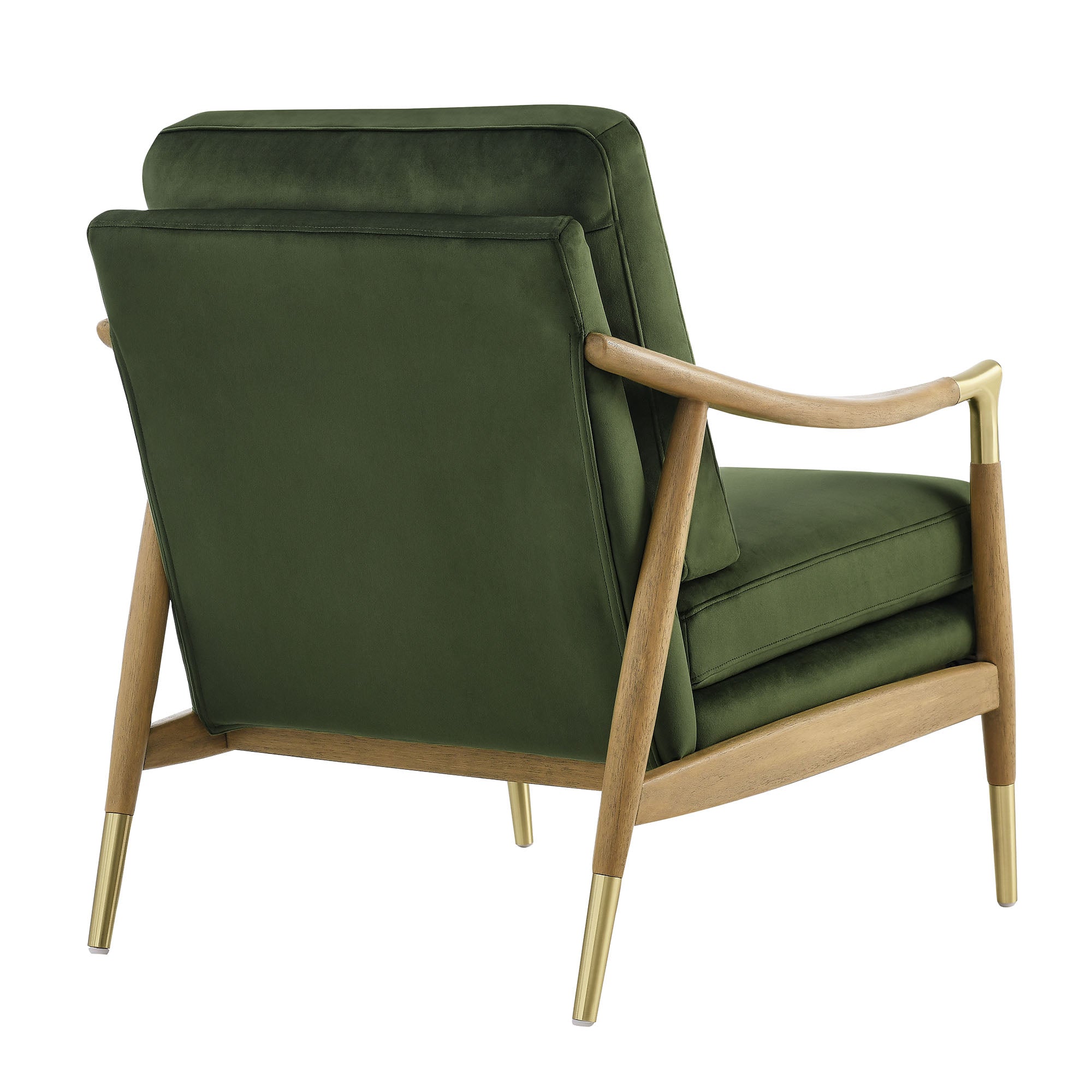 Langford Performance Velvet Accent Armchair with Brass Accents – Mid-Century Modern