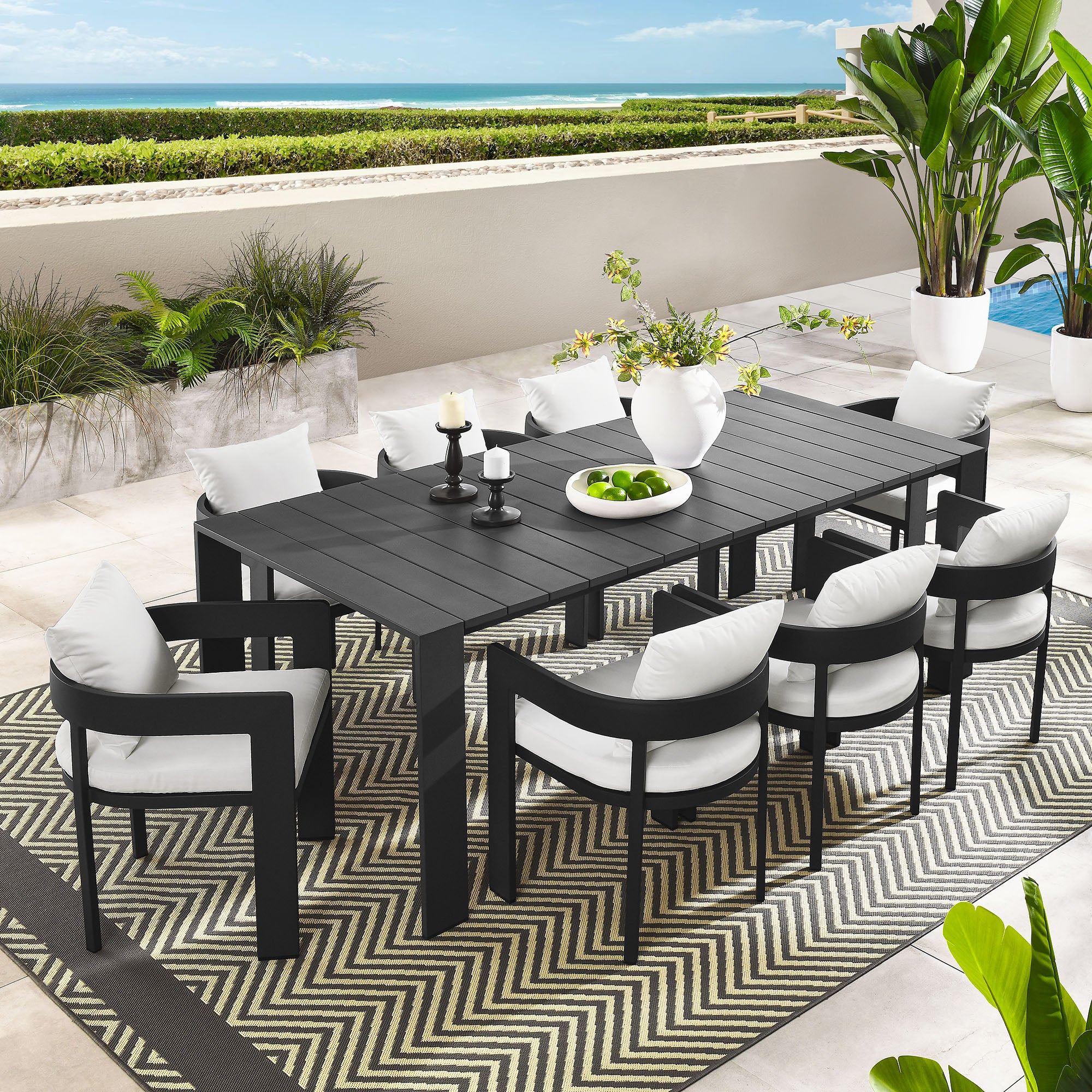 Modway Tahoe 9-Piece Outdoor Patio Aluminum Dining Set