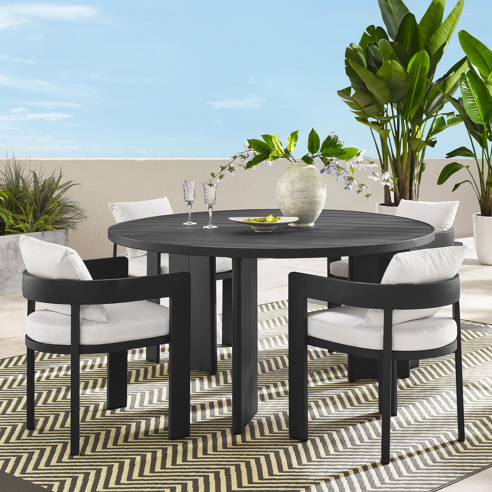 Modway Tahoe 5-Piece Outdoor Patio Aluminum Dining Set