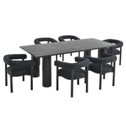 Modway Nautica 7-Piece Rectangular Outdoor Patio Aluminum Dining Table and Chairs Set