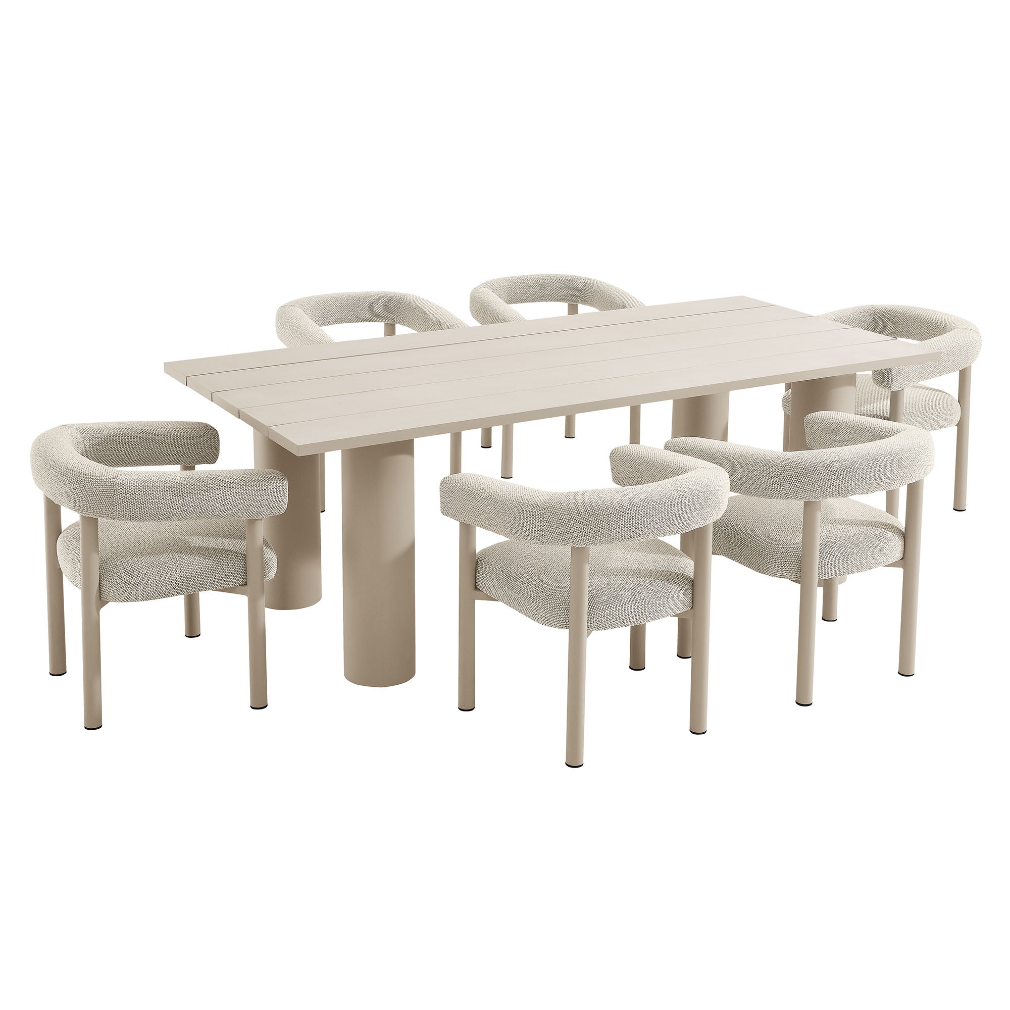 Modway Nautica 7-Piece Rectangular Outdoor Patio Aluminum Dining Table and Chairs Set
