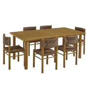 Modway Parkland 7-Piece Rectangular Outdoor Patio Rattan and Aluminum Dining Table and Chairs Set