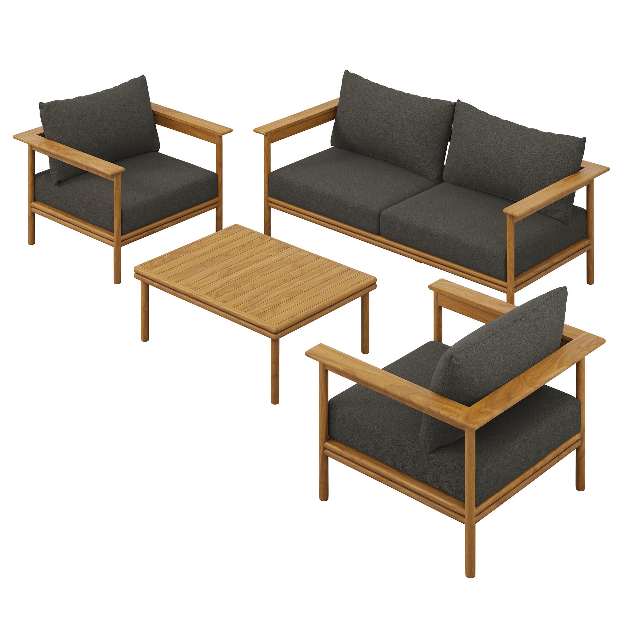Modway Wren 4-Piece Outdoor Patio Teak Wood Furniture Set