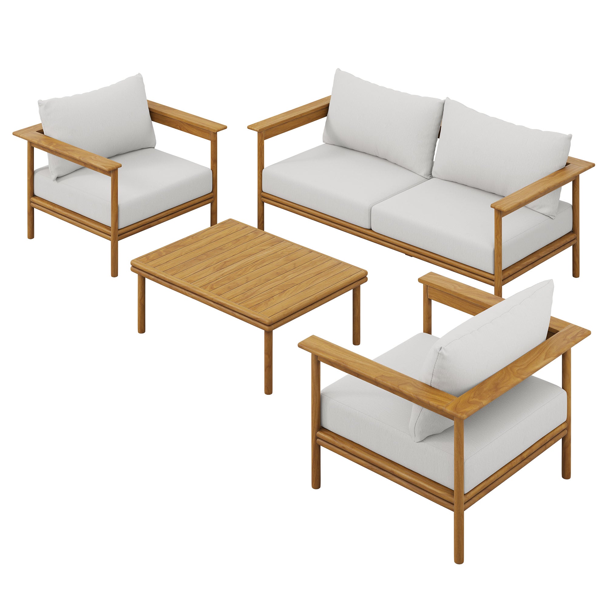 Modway Wren 4-Piece Outdoor Patio Teak Wood Furniture Set